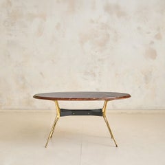 Italian Oval Onyx Coffee Table with Brass Base, 1950s