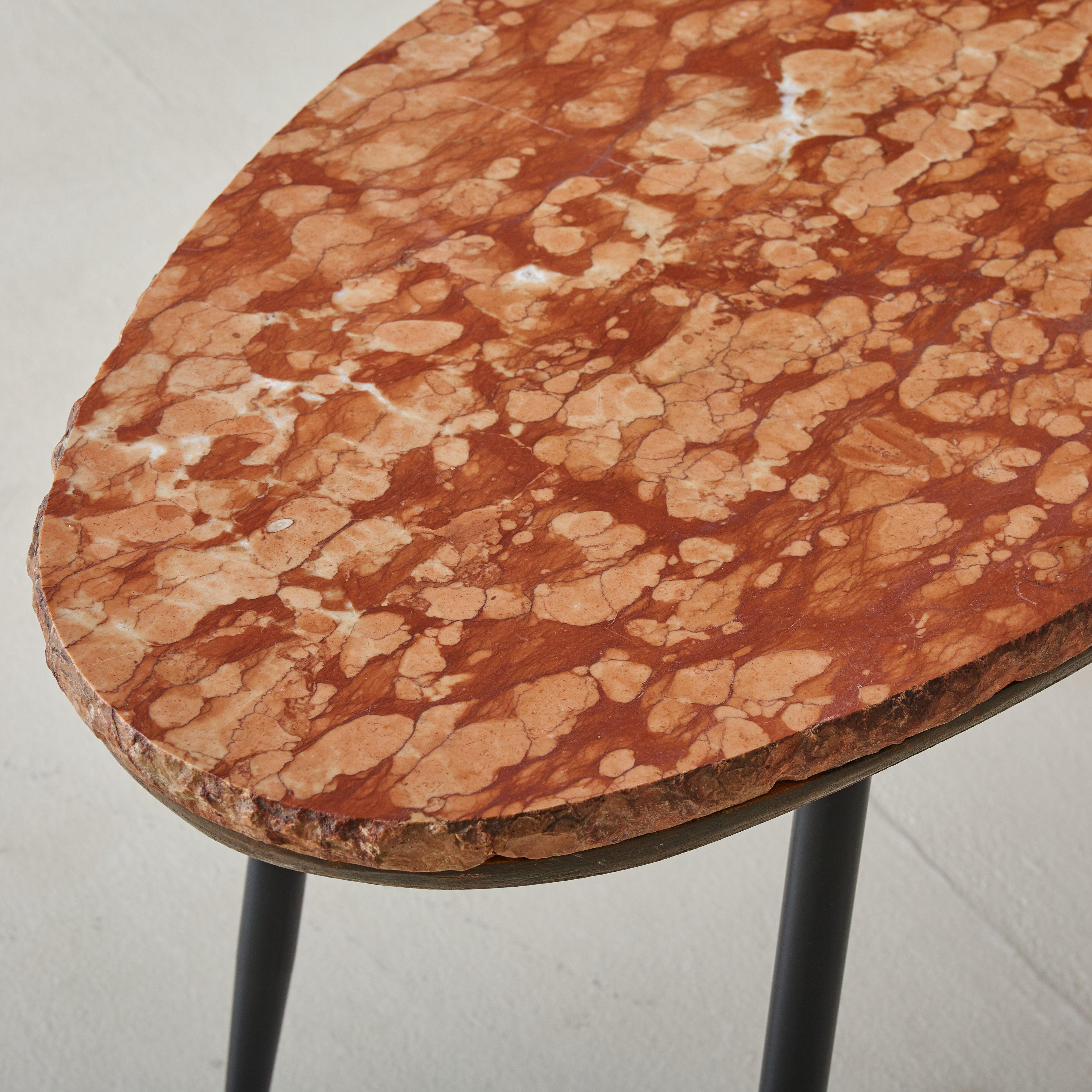 Mid-20th Century Italian Oval Pink Marble Coffee Table, 1950s For Sale