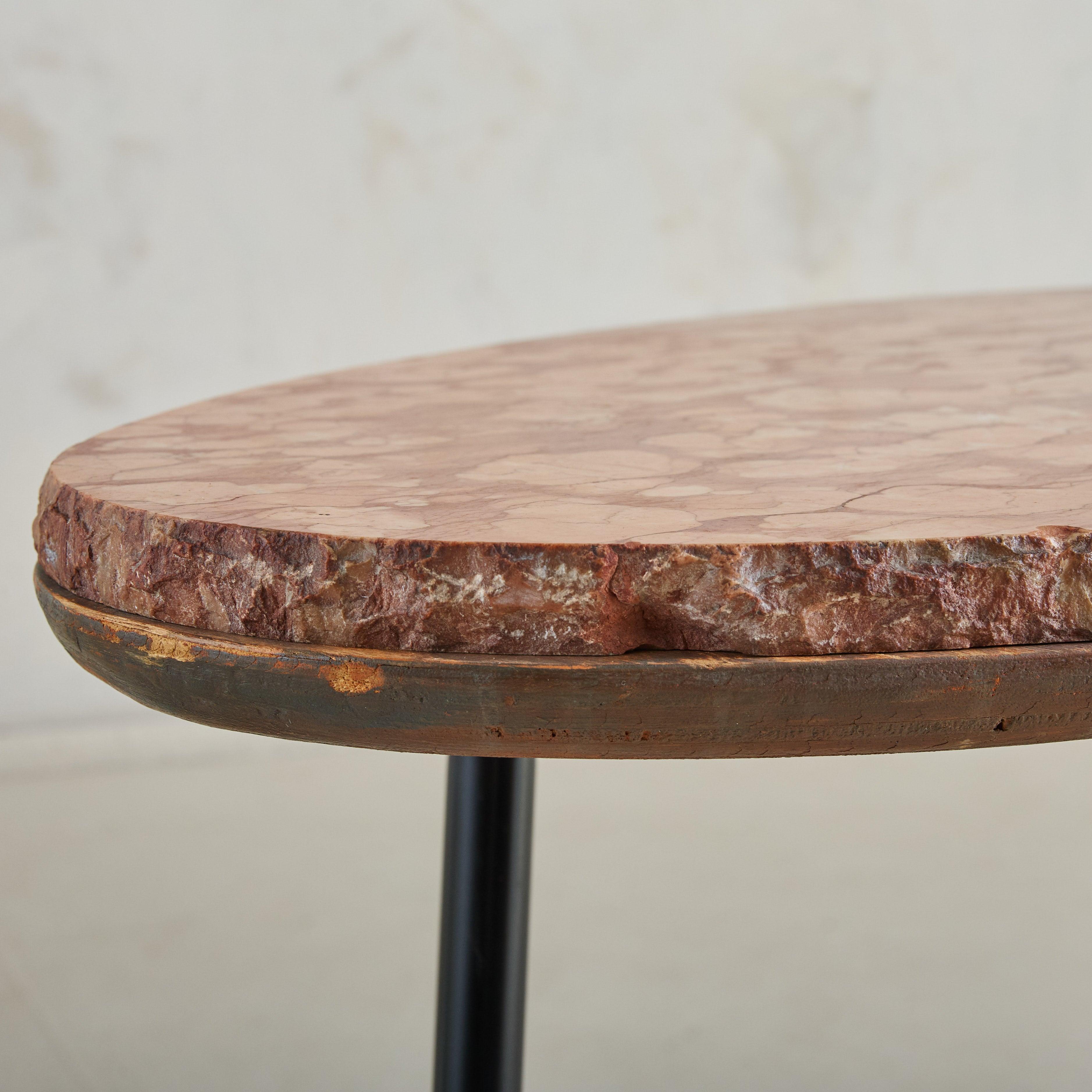 Italian Oval Pink Marble Coffee Table, 1950s For Sale 3