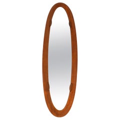 Miroir italien ovale en contreplaqué par Franco Campo & Carlo Graffi