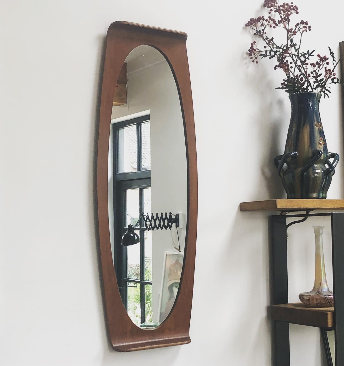 Italian Oval Plywood Mirror by Campo & Graffi for Home, 1960 For Sale 6