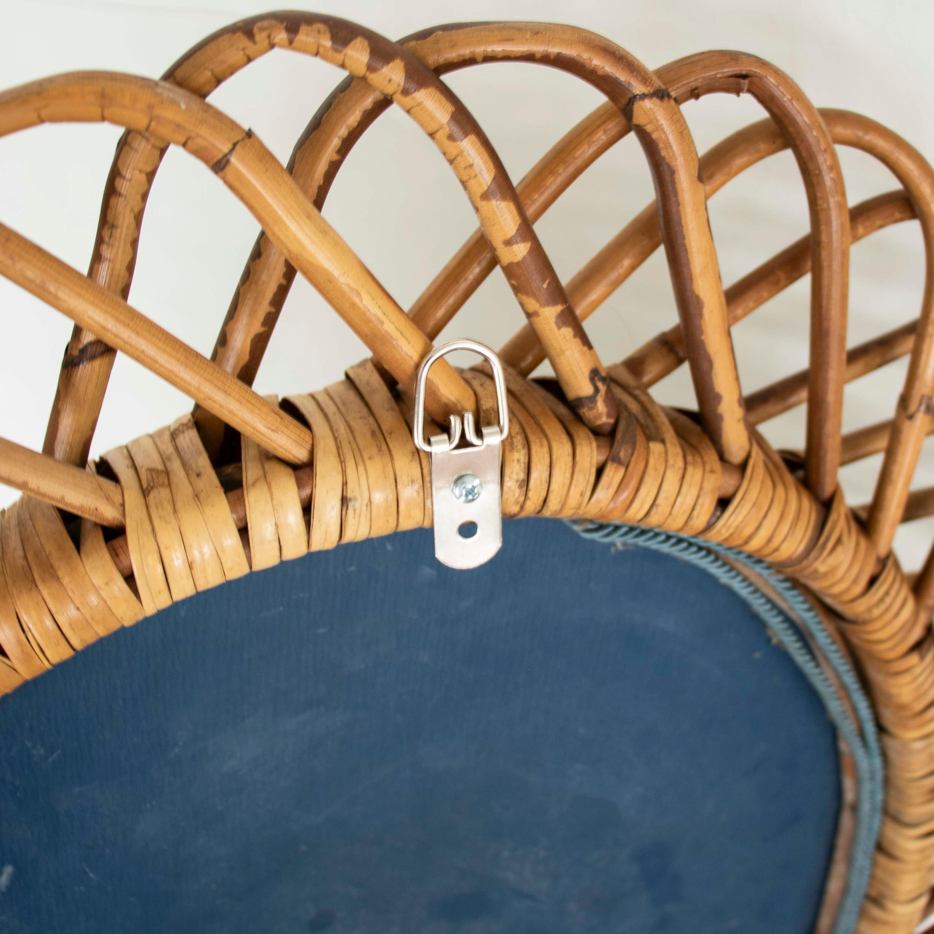 Italian Oval Rattan Mirror by Franco Albini 6