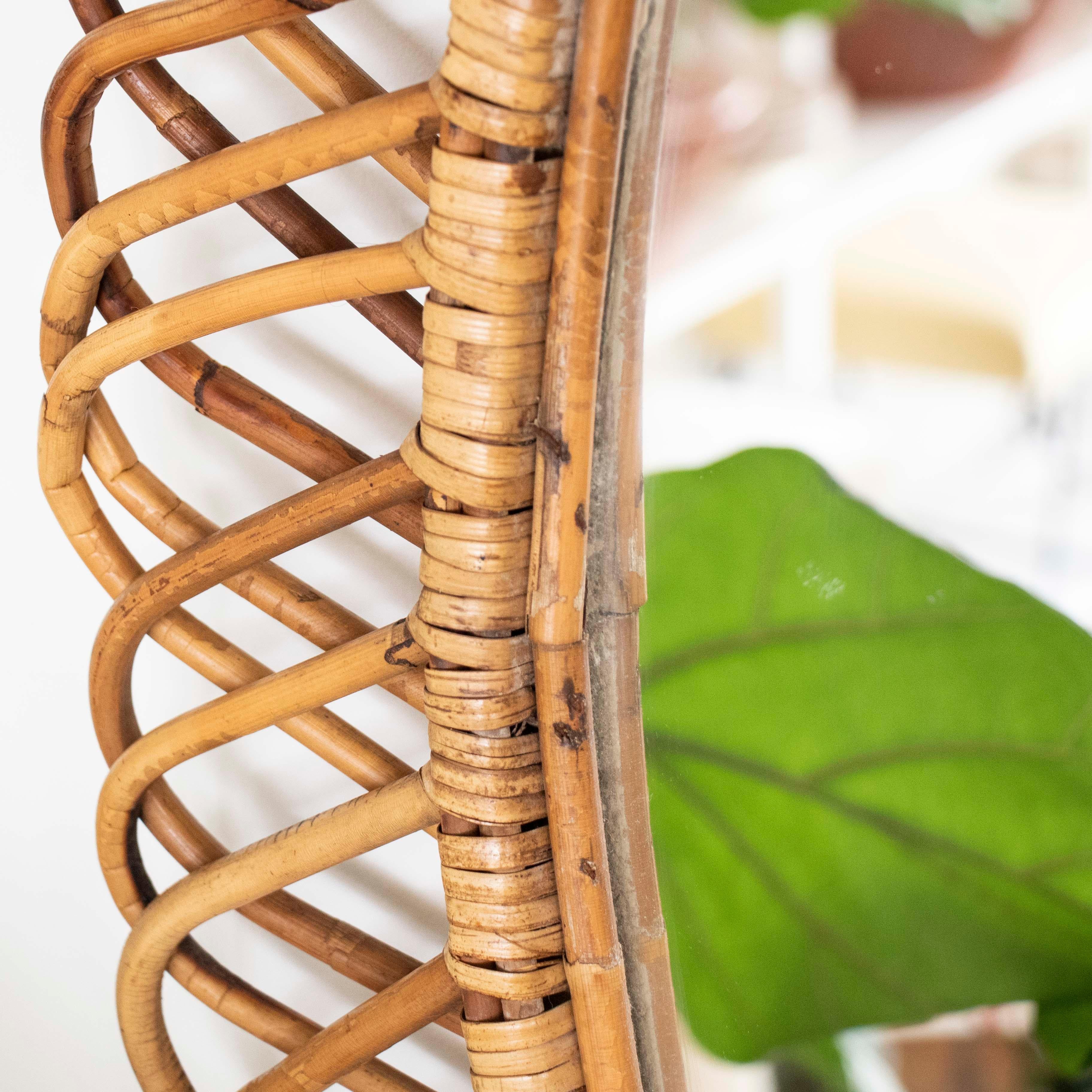 Italian Oval Rattan Mirror by Franco Albini 2