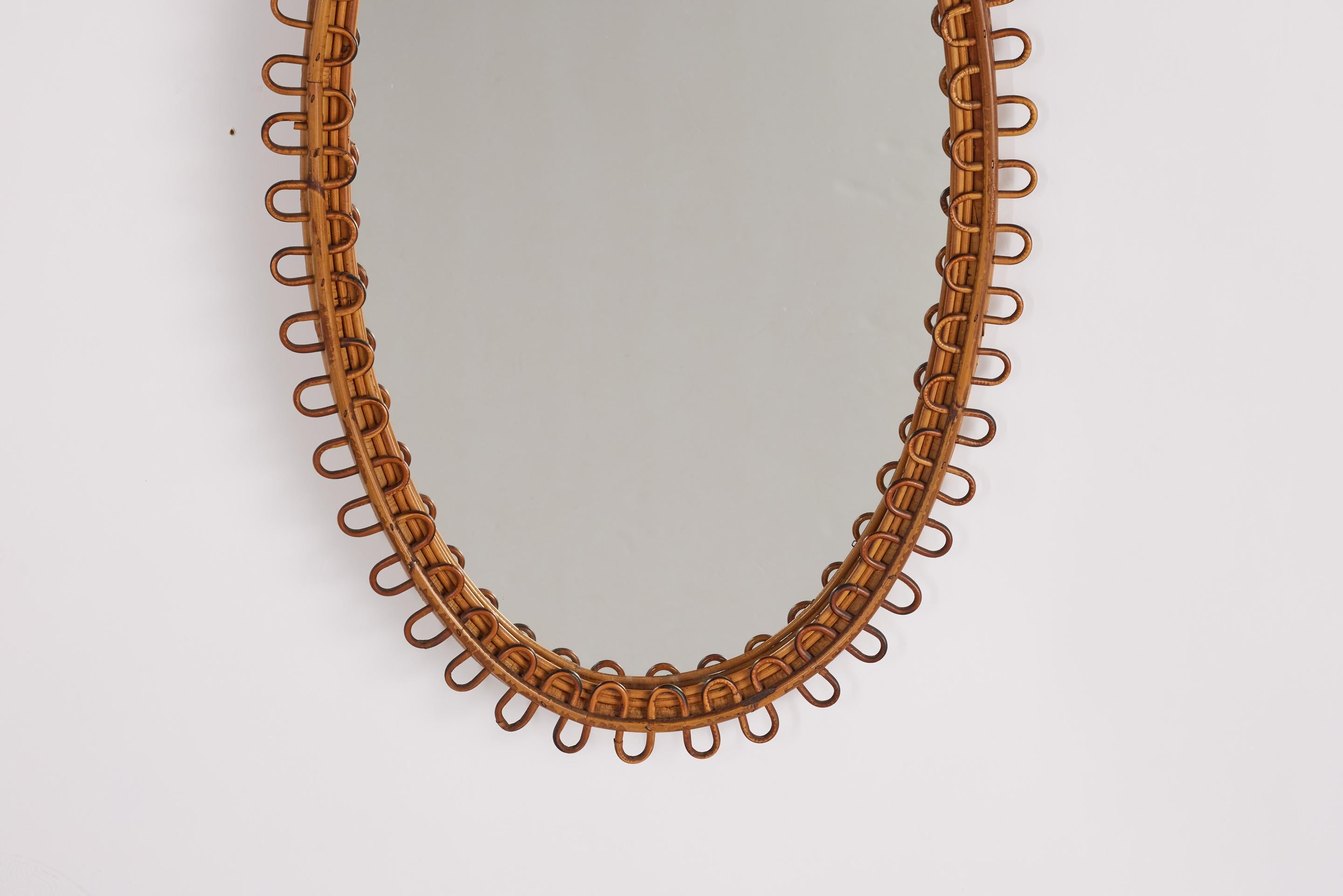 Italian Oval Rattan Mirror 10