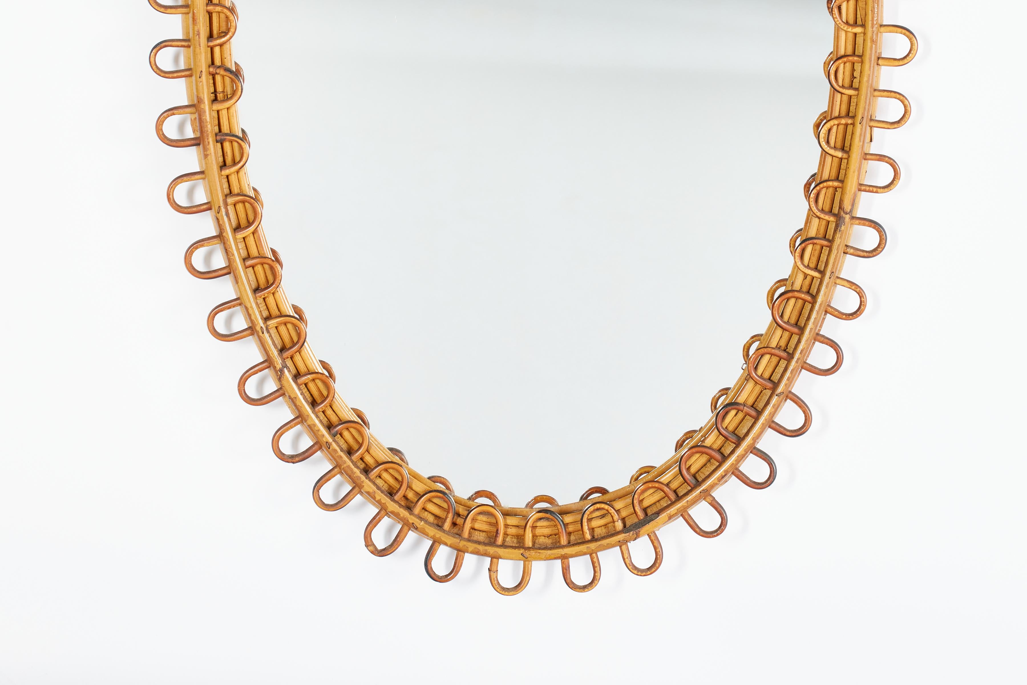 Italian Oval Rattan Mirror 11
