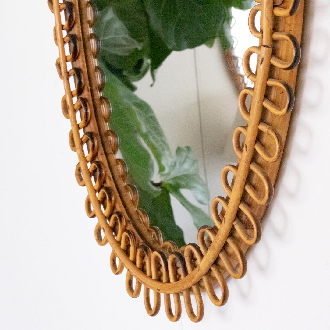 Italian Oval Rattan Mirror 1