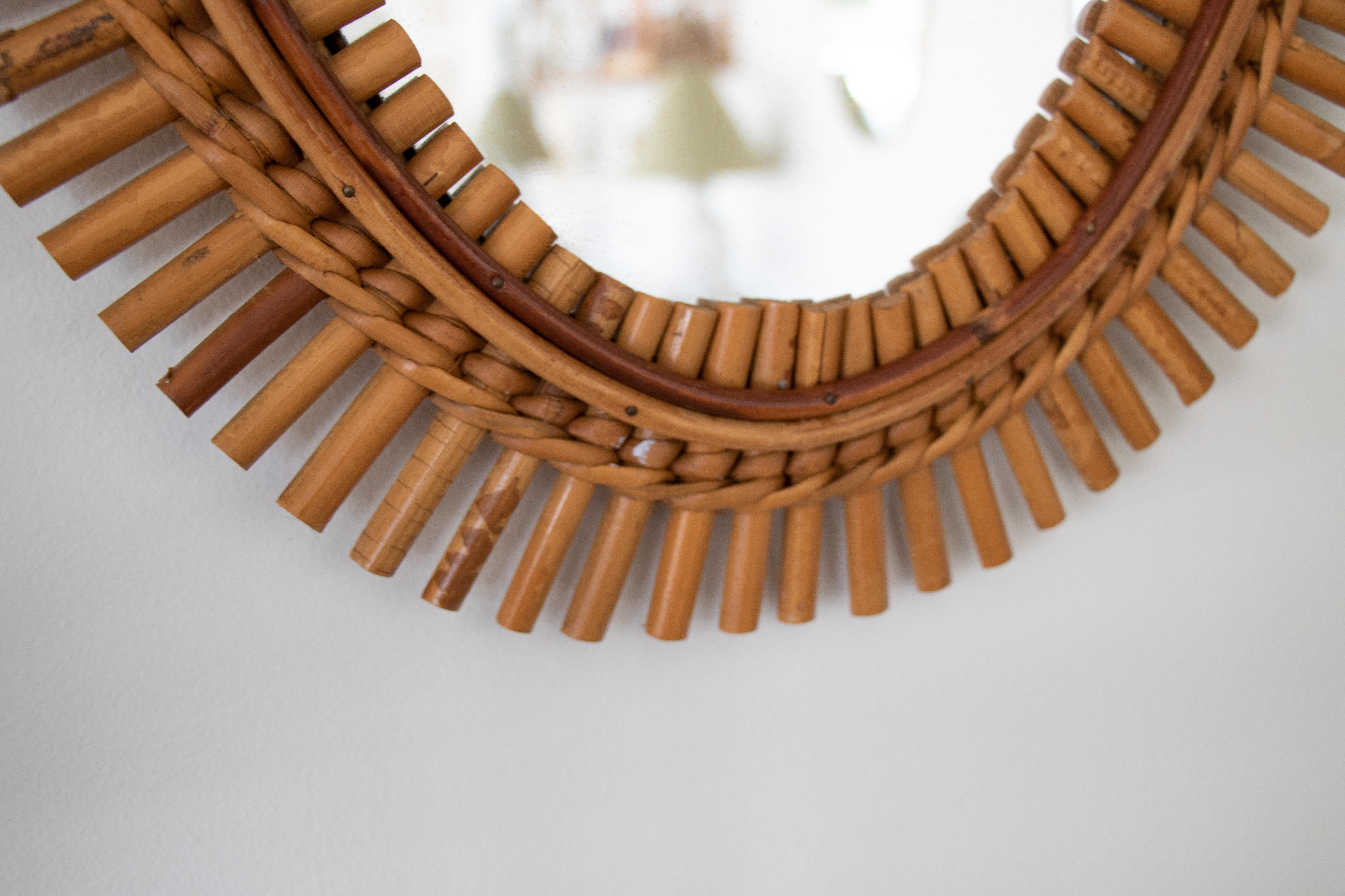 Italian Oval Rattan Mirror 1