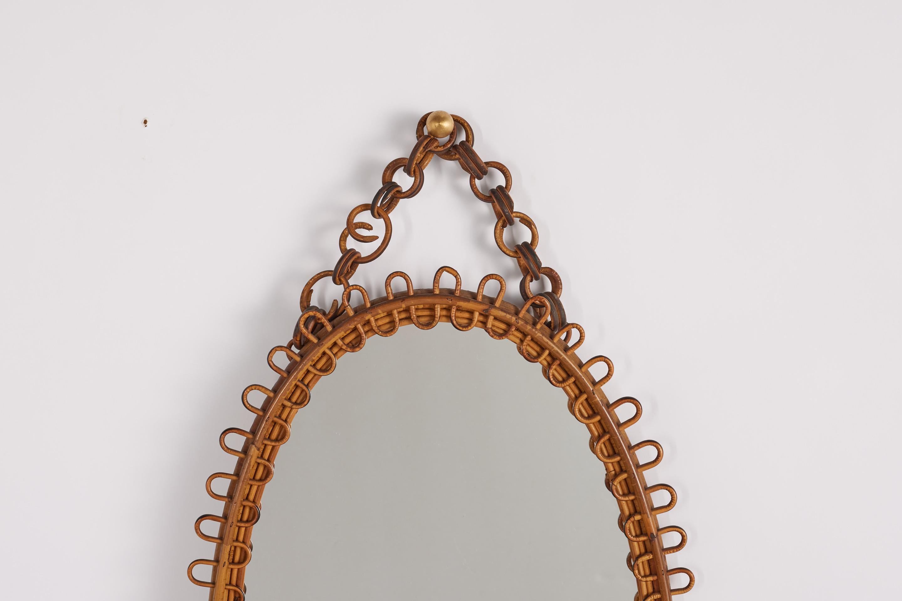Italian Oval Rattan Mirror 1