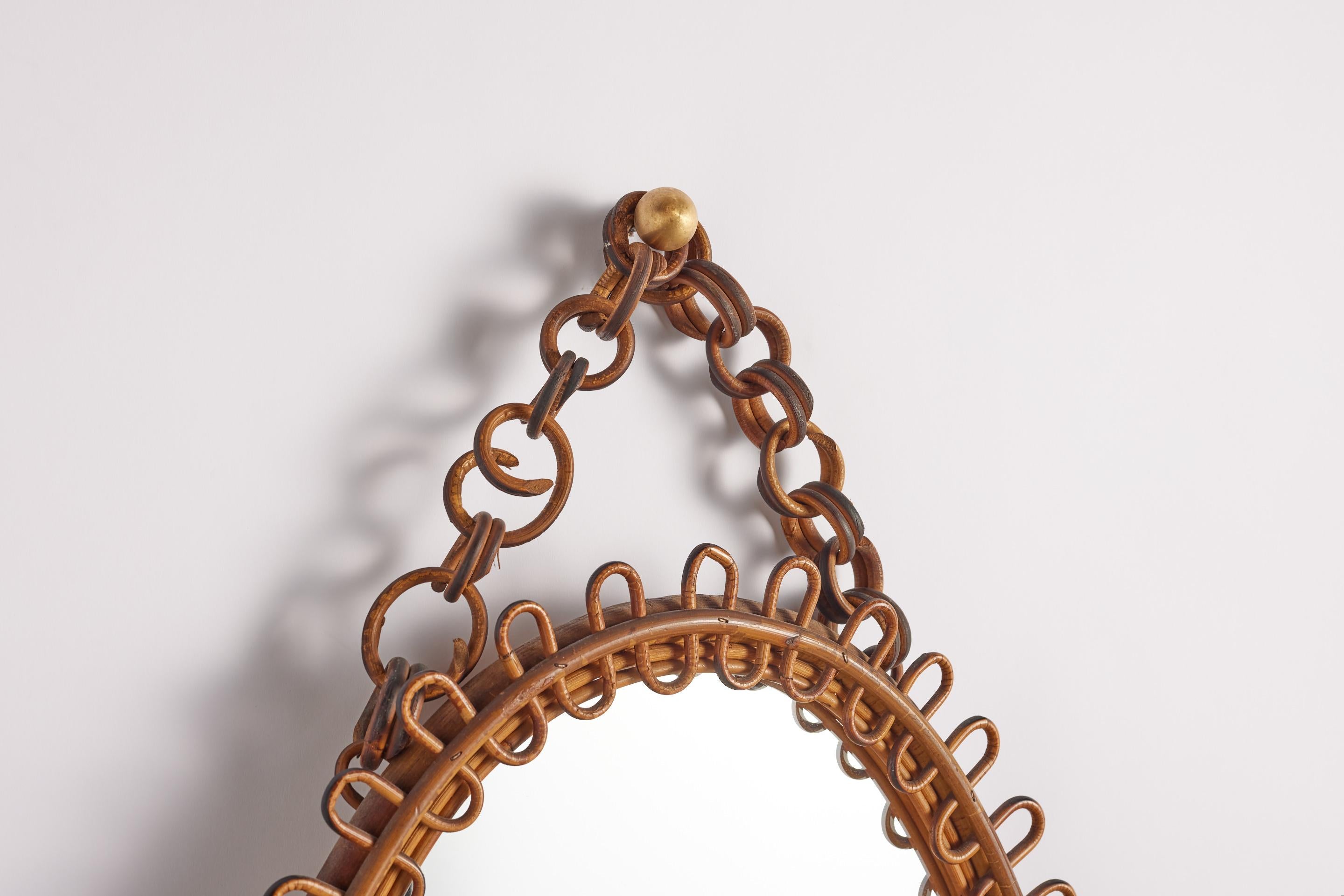 Italian Oval Rattan Mirror 2