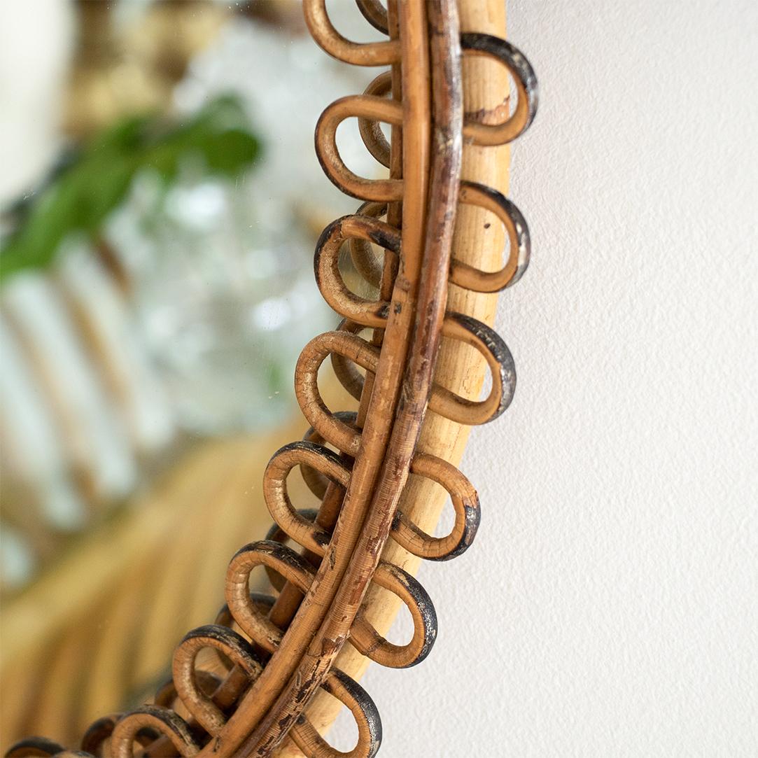 Italian Oval Rattan Mirror 4