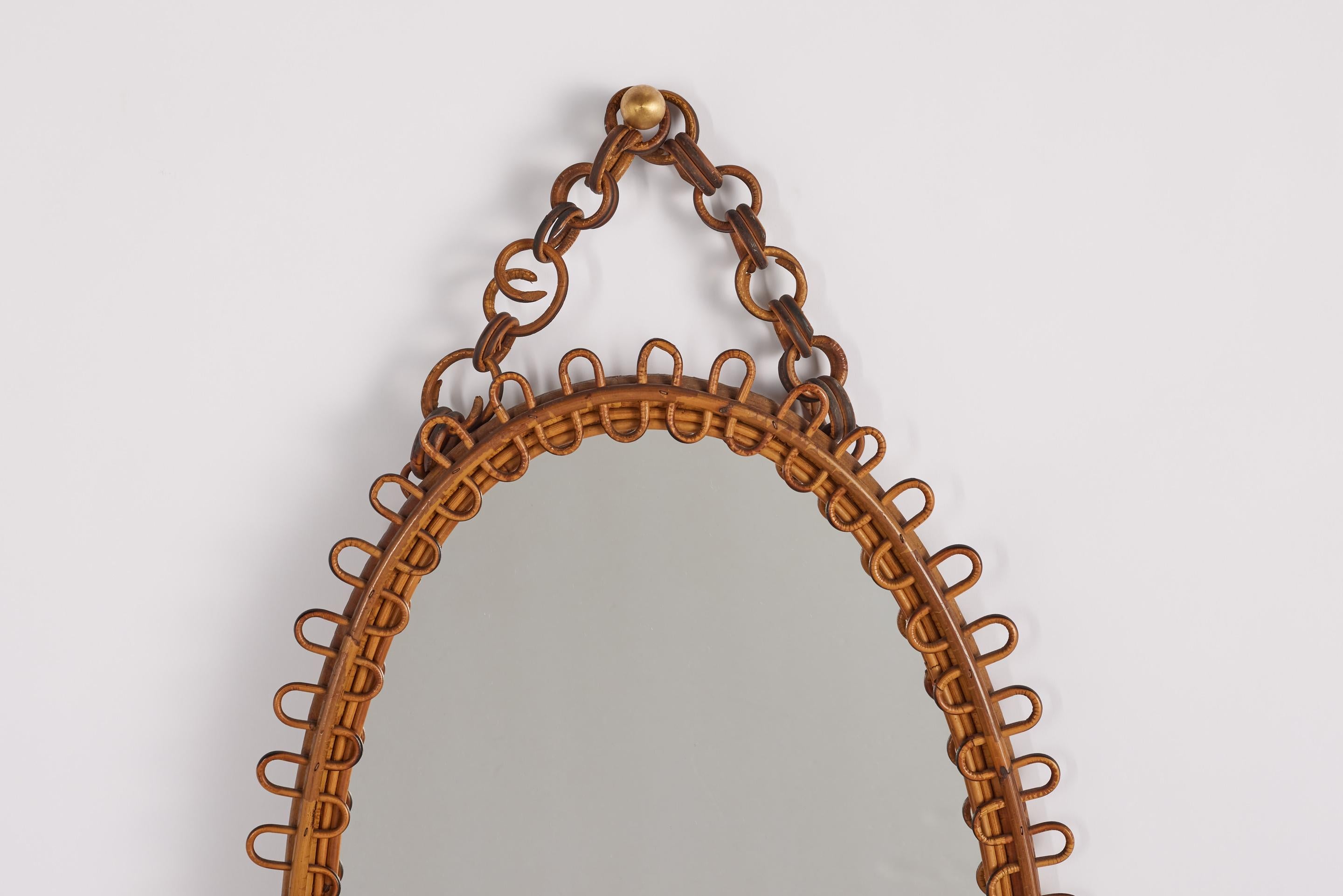 Italian Oval Rattan Mirror 4