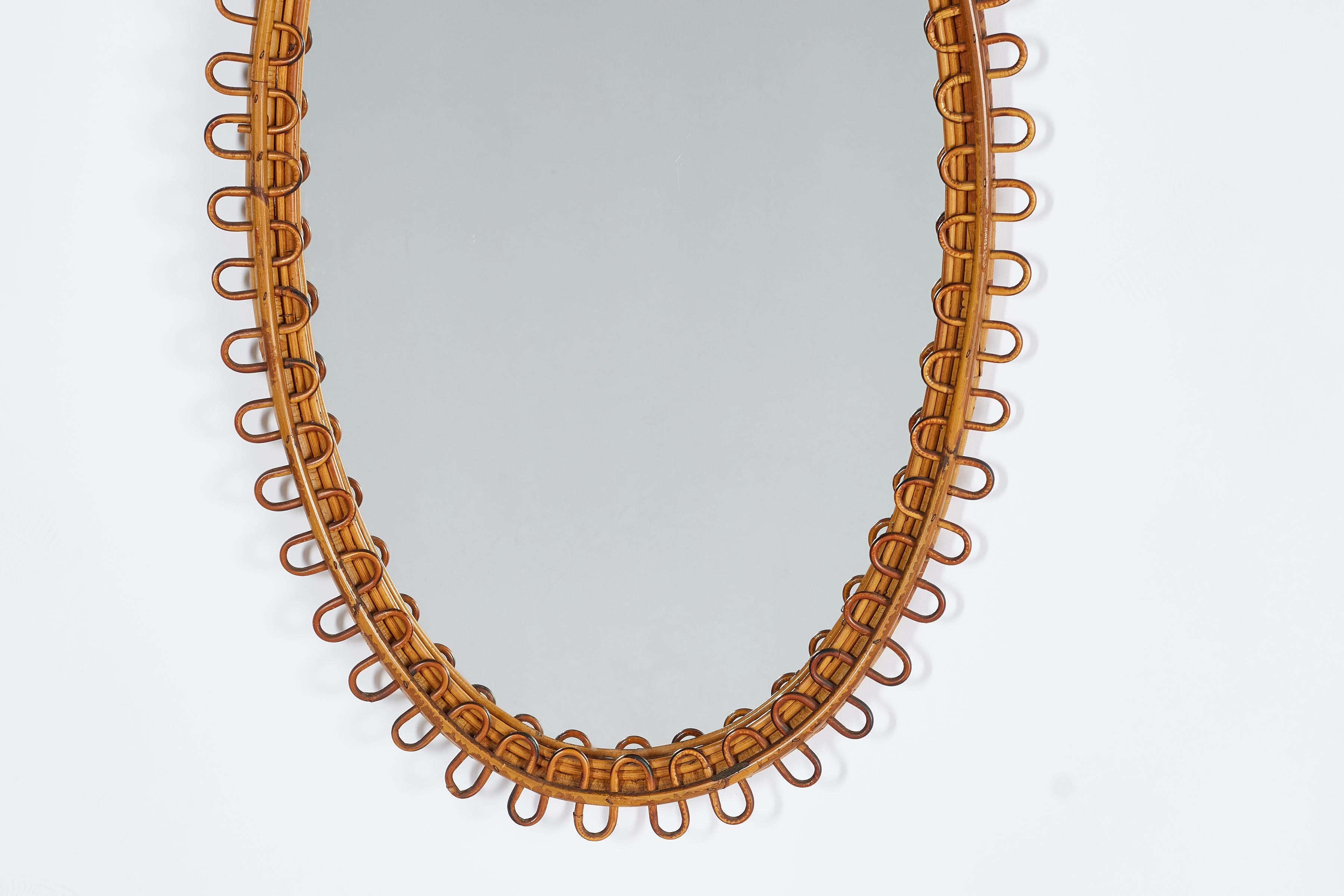 Italian Oval Rattan Mirror 5