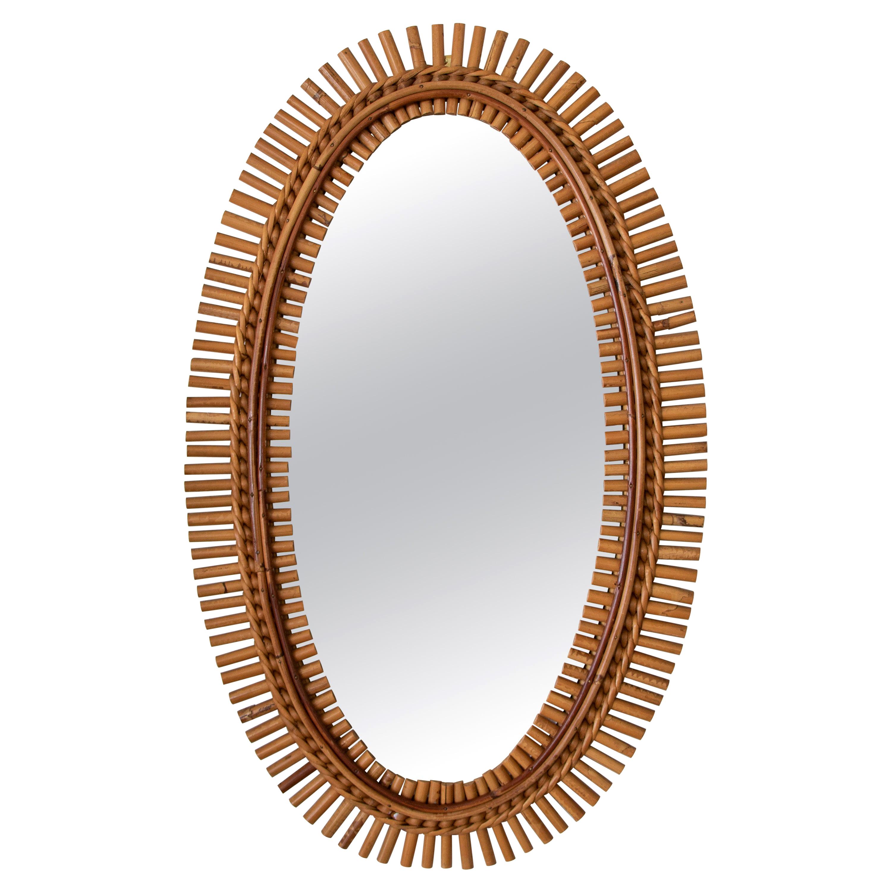 Italian Oval Rattan Mirror