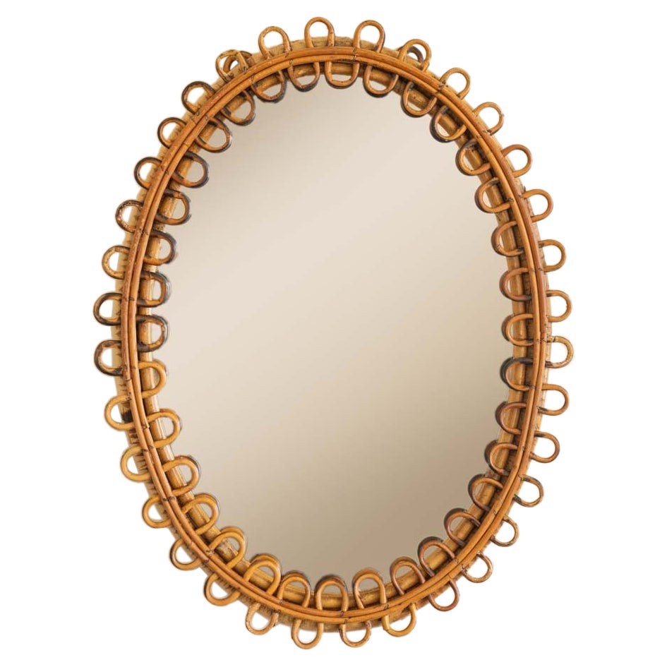 Italian Oval Rattan Mirror