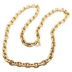 Catena ovale italiana Rolo 6,2 mm, collana da 18 pollici, oro giallo 14 carati, chiusura a girello