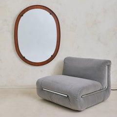 Italian Oval Rosewood Wall Mirror, 1960s