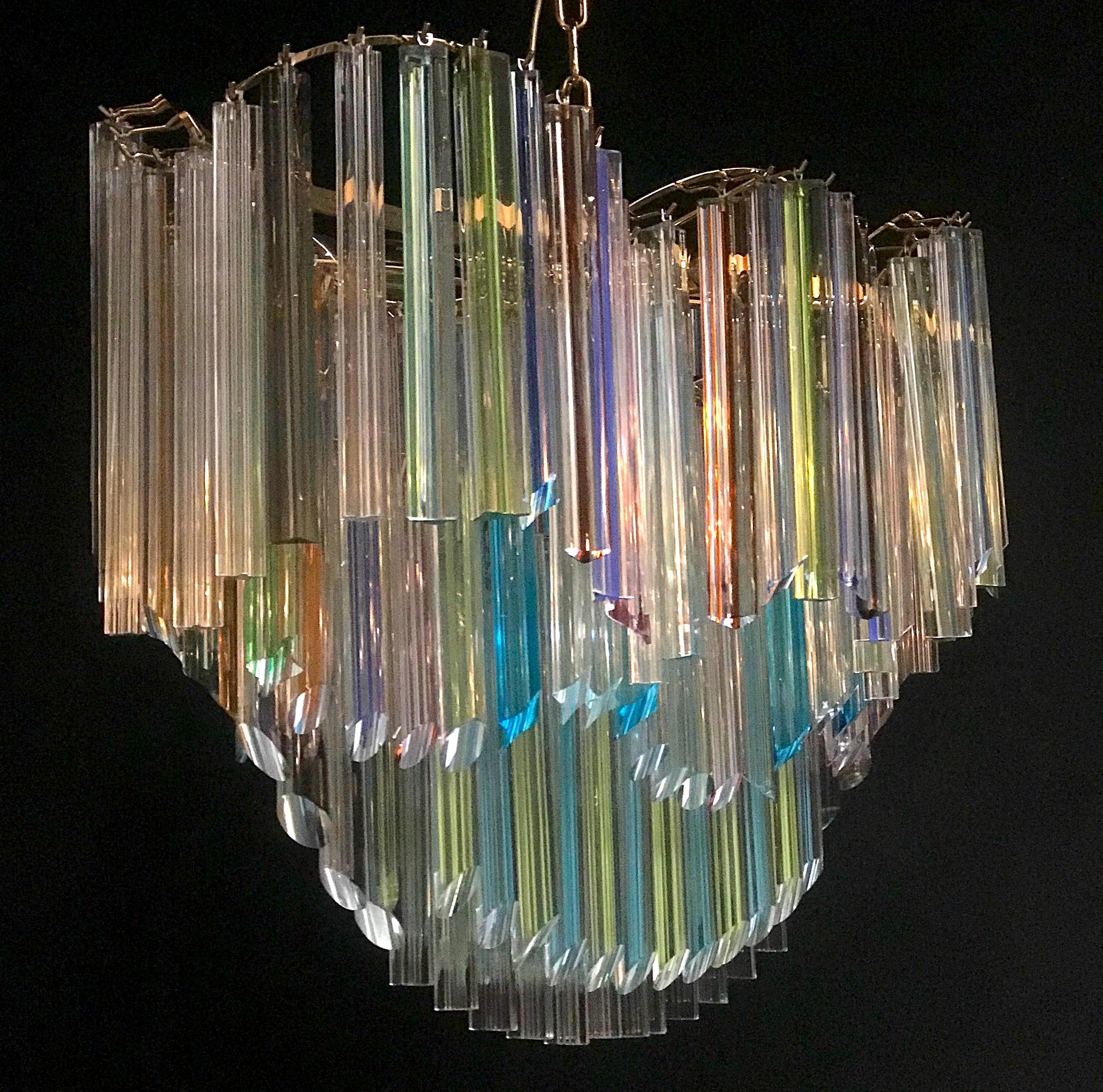 Italian Oval Shaped Multi-Color Spectacular Murano Glass Chandelier, 1970 15