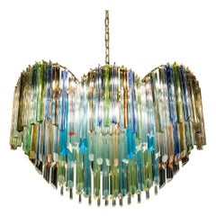 Italian Oval Shaped Multi-Color Spectacular Murano Glass Chandelier, 1970