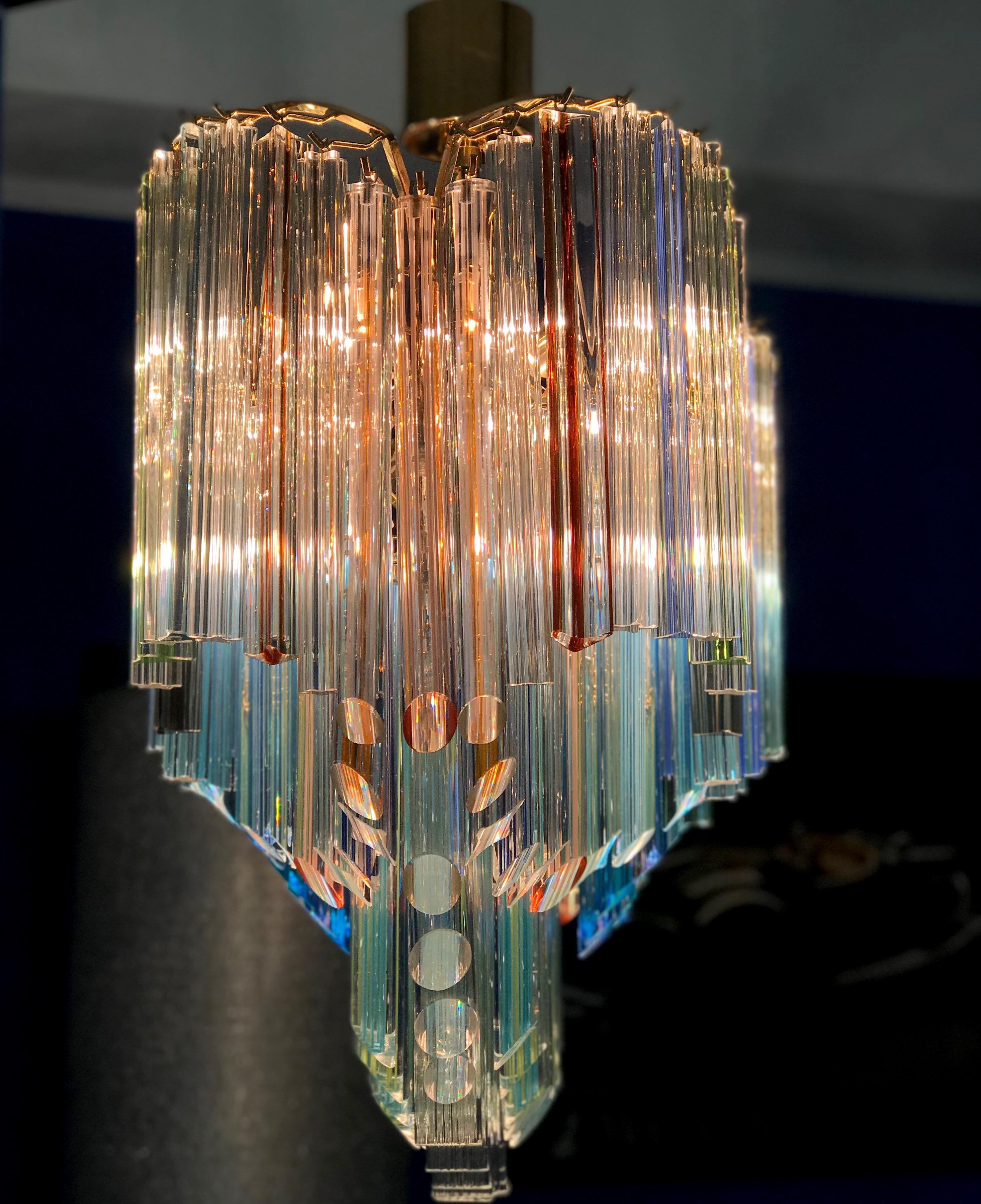 Italian Oval Shaped Multi-Color Spectacular Murano Glass Chandelier, 1970 9