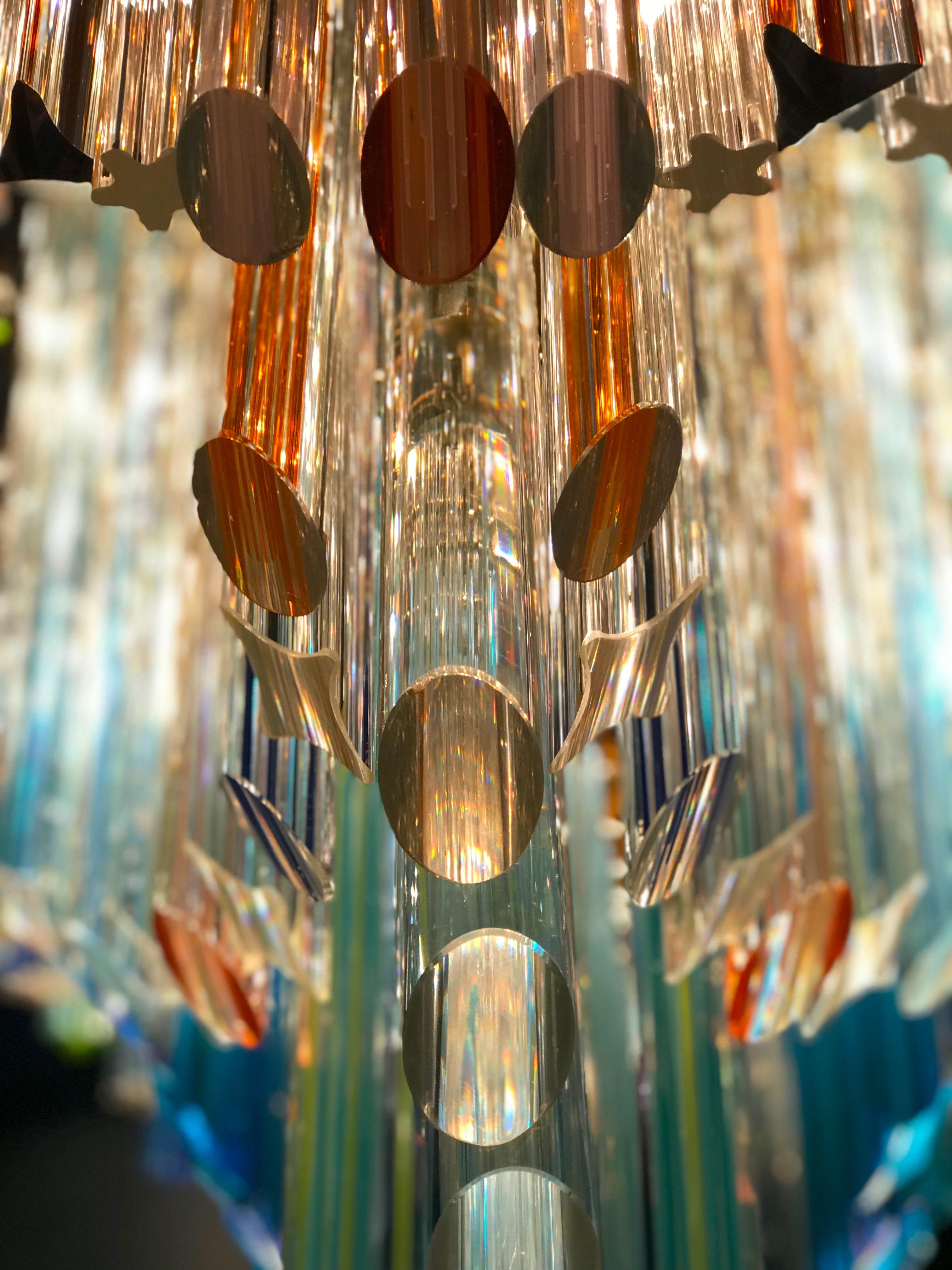 Italian Oval Shaped Multi-Color Spectacular Murano Glass Chandelier, 1970 10
