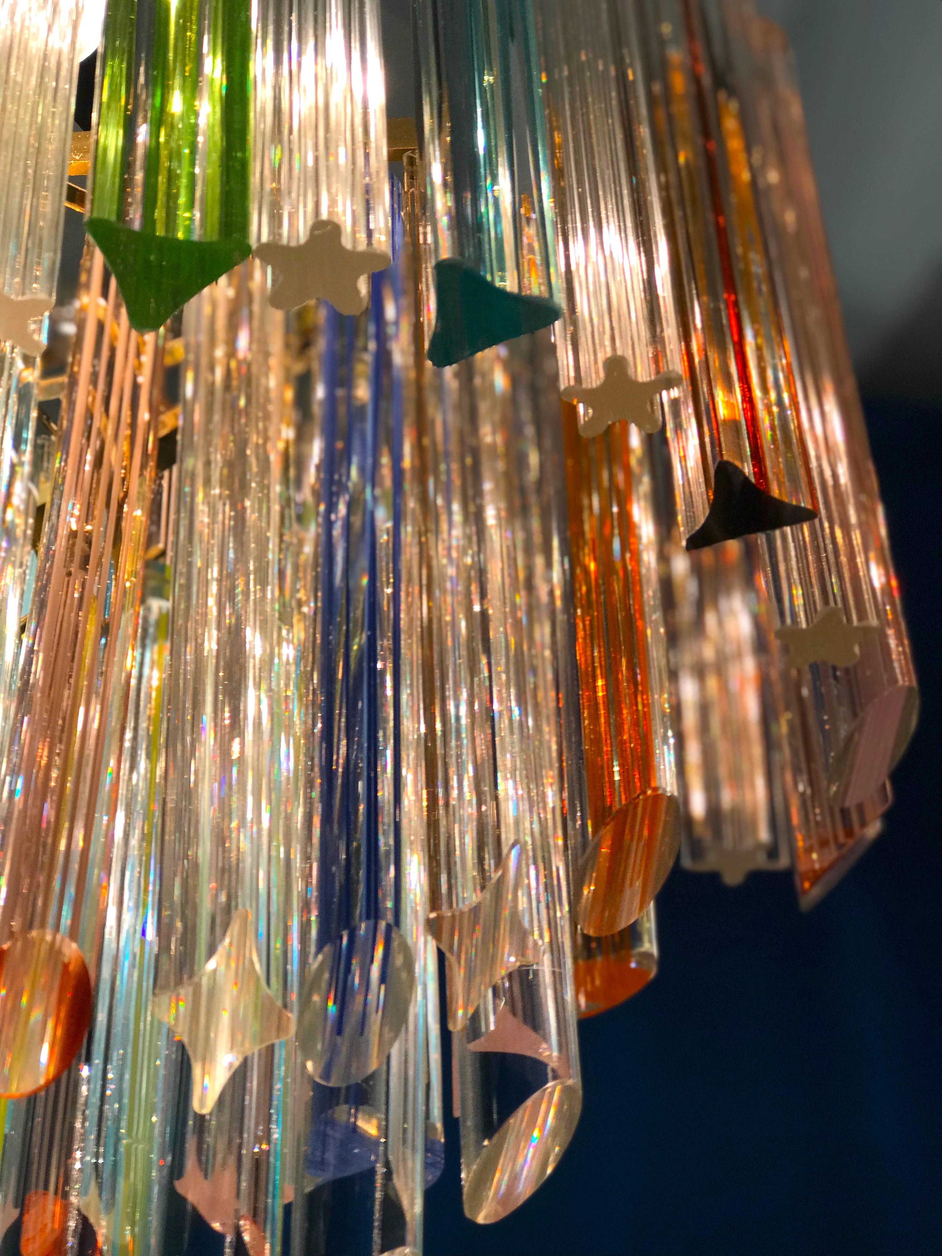 Italian Oval Shaped Multi-Color Spectacular Murano Glass Chandelier, 1970 12