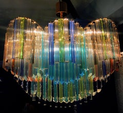 Italian Oval Shaped Multi-Color Spectacular Murano Glass Chandelier, 1970