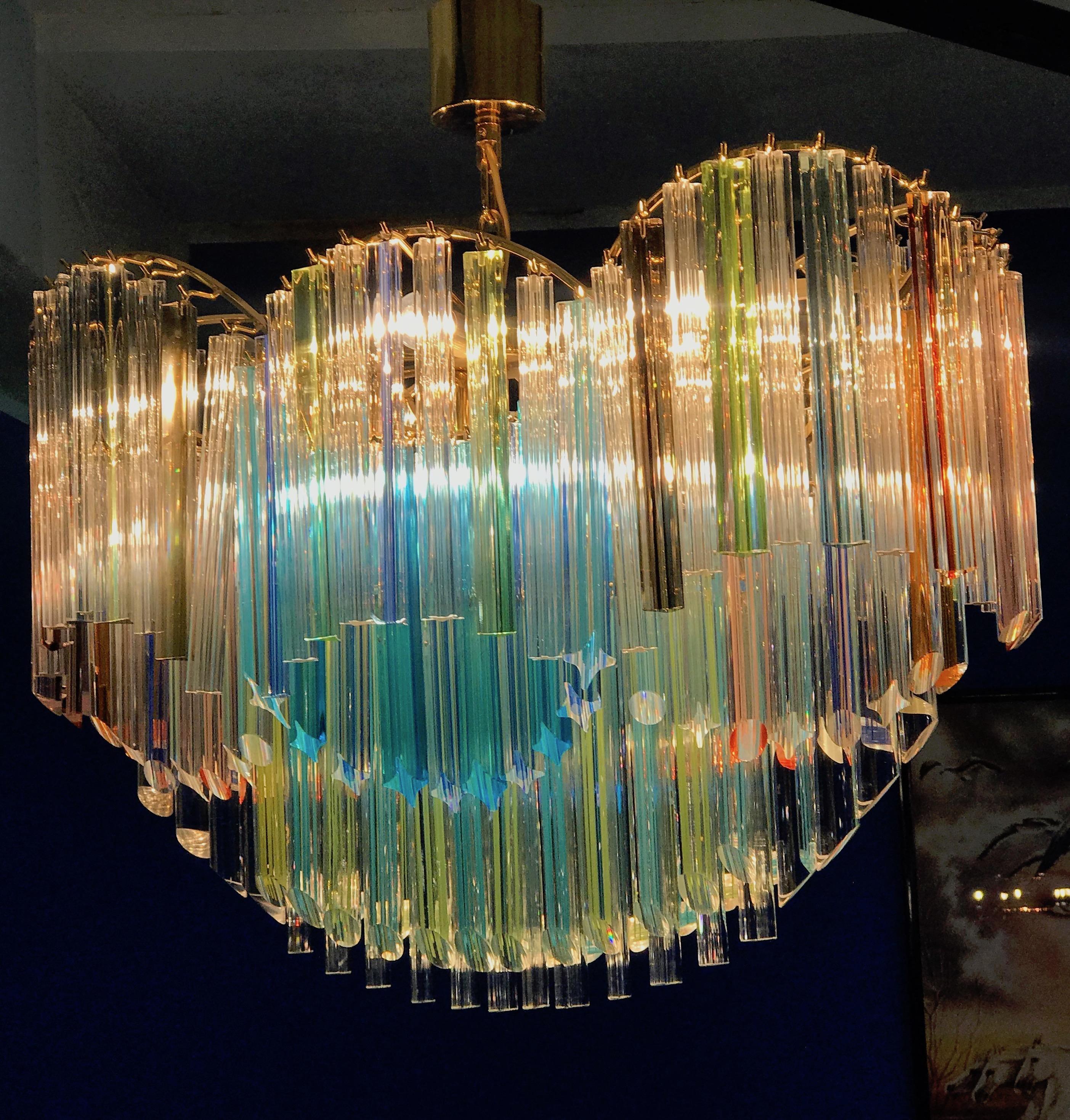 Mid-Century Modern Italian Oval Shaped Multi-Color Spectacular Murano Glass Chandelier, 1970