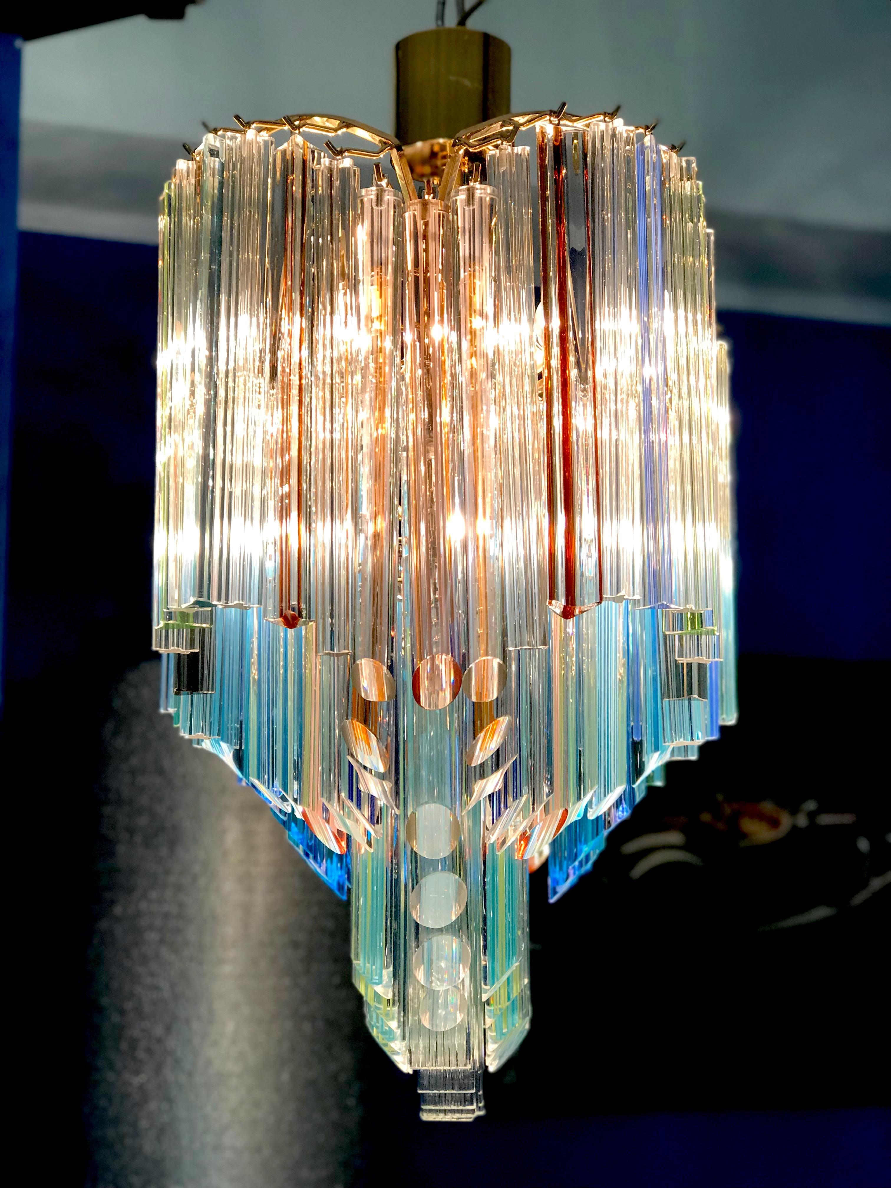 20th Century Italian Oval Shaped Multi-Color Spectacular Murano Glass Chandelier, 1970