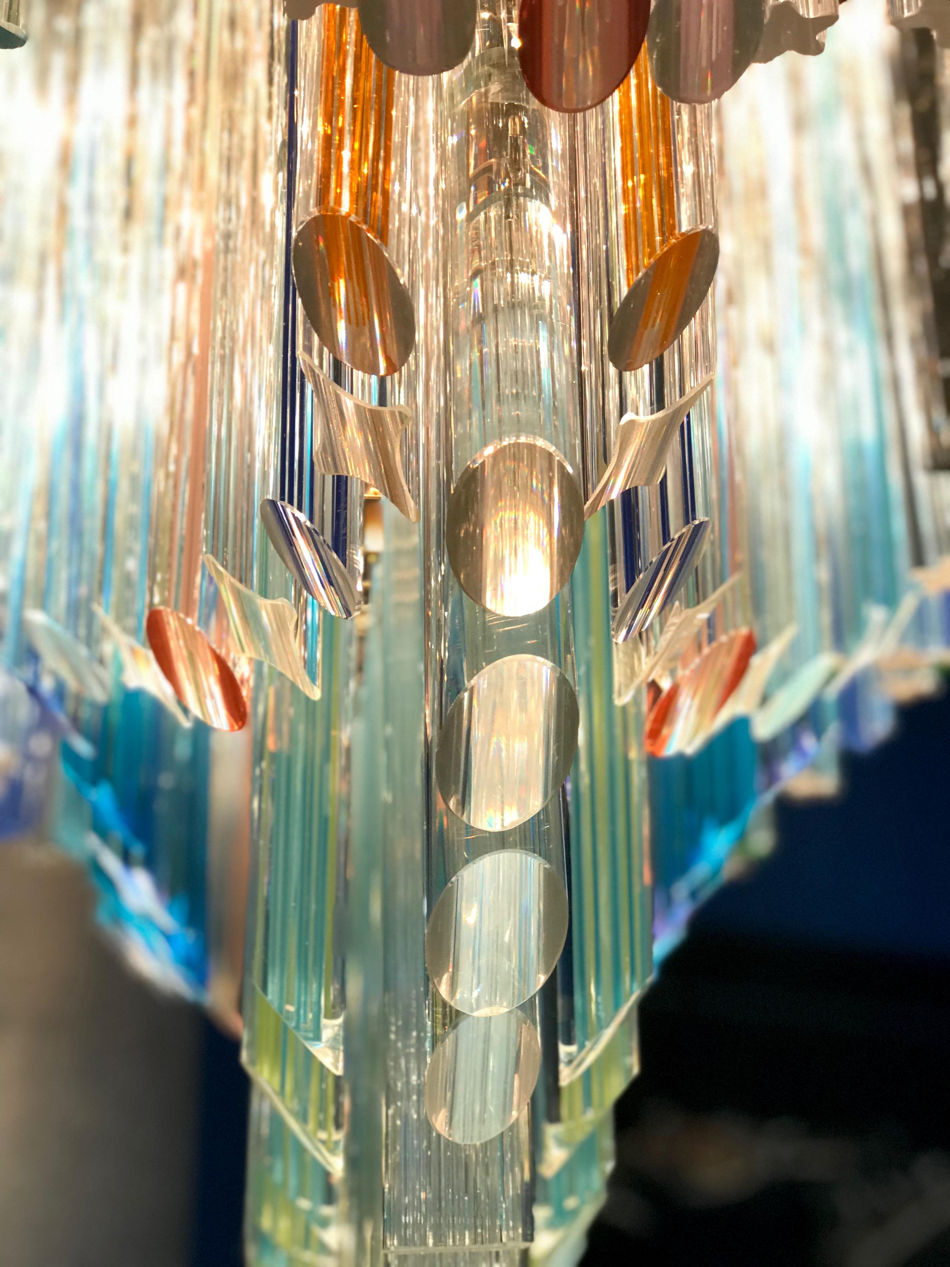 Italian Oval Shaped Multi-Color Spectacular Murano Glass Chandelier, 1970 2