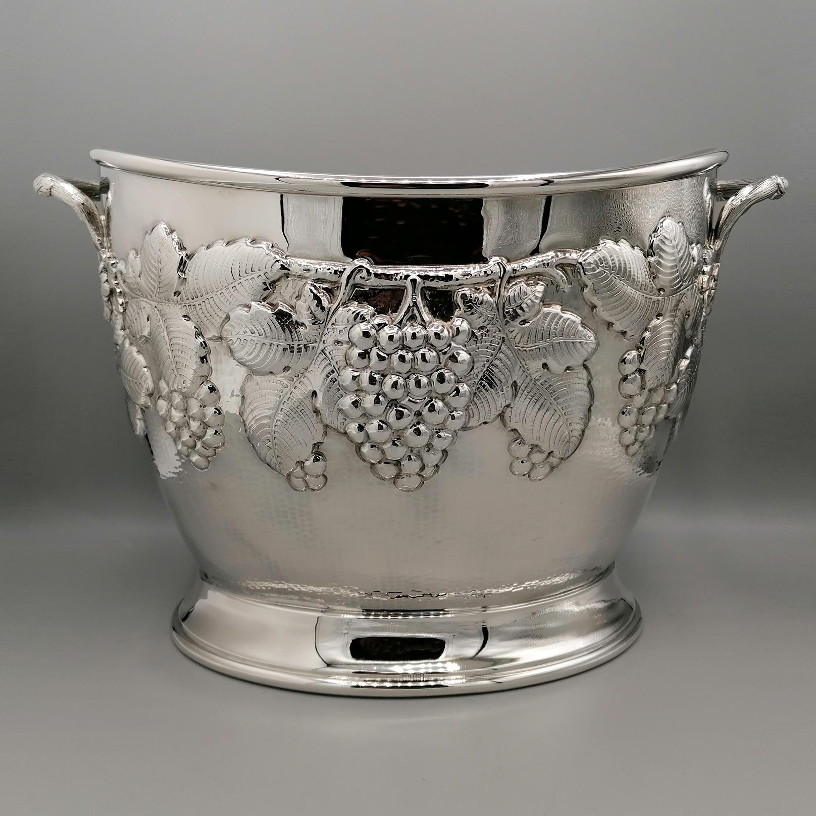 Italian Oval Solid Silver Chanpagne . Sparkling Bucket For Sale 6