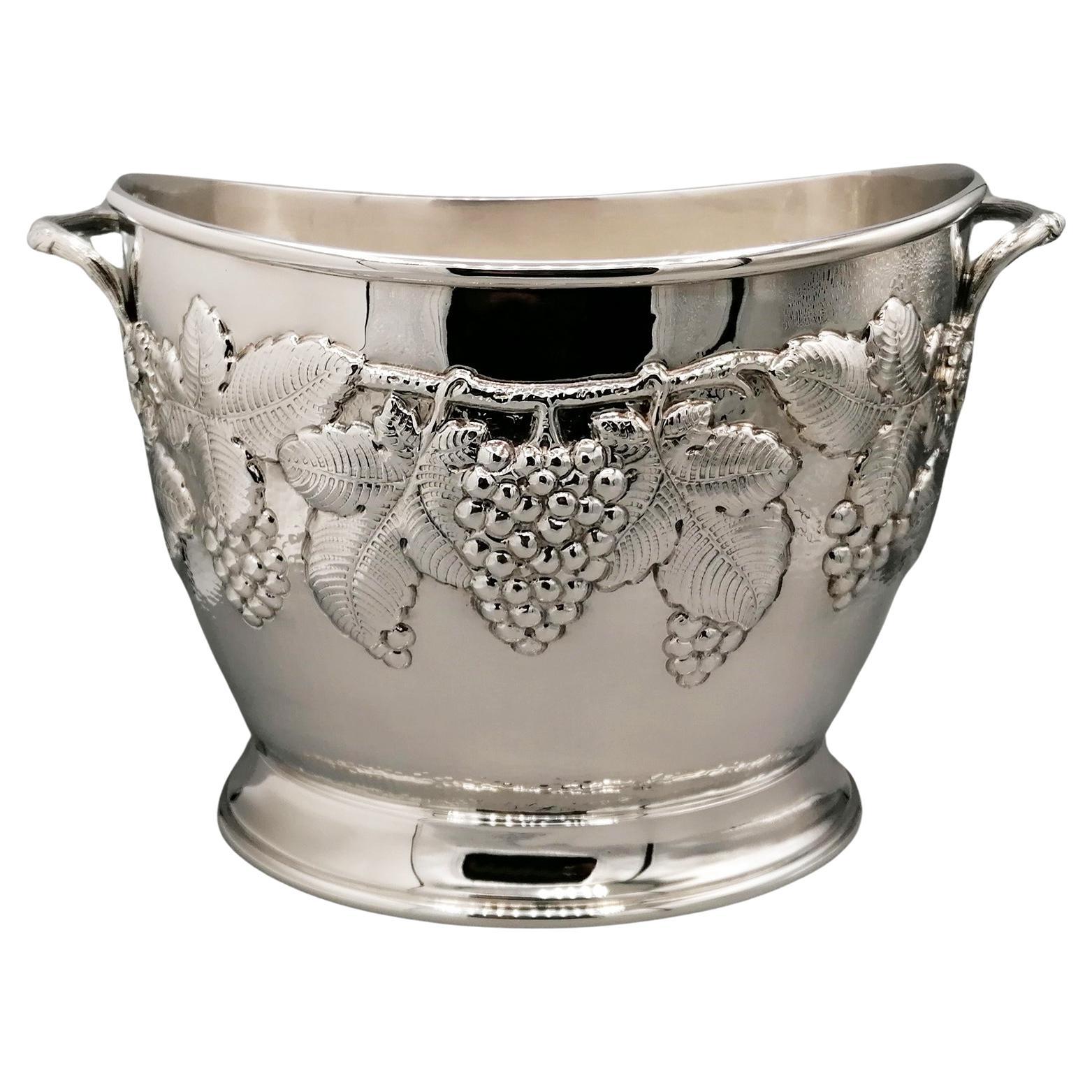 Italian Oval Solid Silver Chanpagne . Sparkling Bucket For Sale