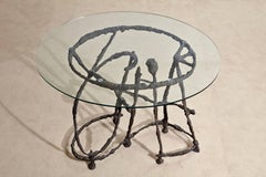 Italian Oval Table in Bronze and Crystal by Sandro Chia for Meta Memphis