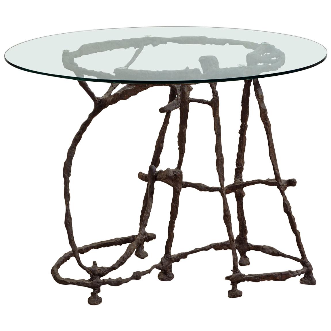 Italian Oval Table in Bronze and Crystal by Sandro Chia for Meta Memphis For Sale