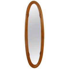 Italian Oval Teak Frame Mirror, 1950s