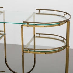 Italian Oval Three-Tiered Brass Bar Cart, 1960s