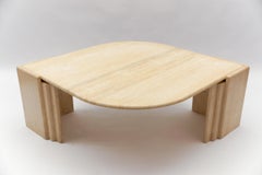 Italian Oval Travertine Coffee Table, 1960s