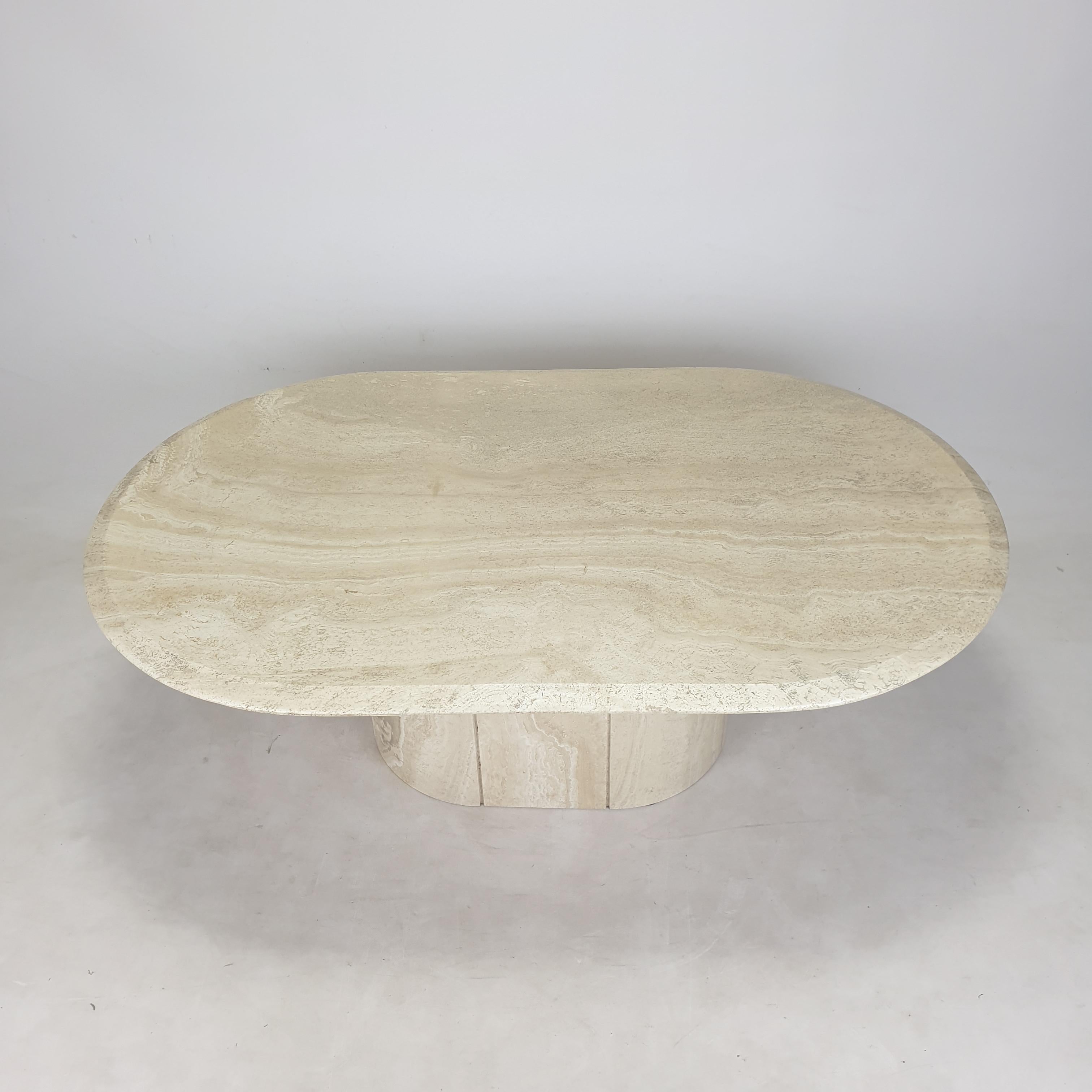 Italian Oval Travertine Coffee Table, 1984 2