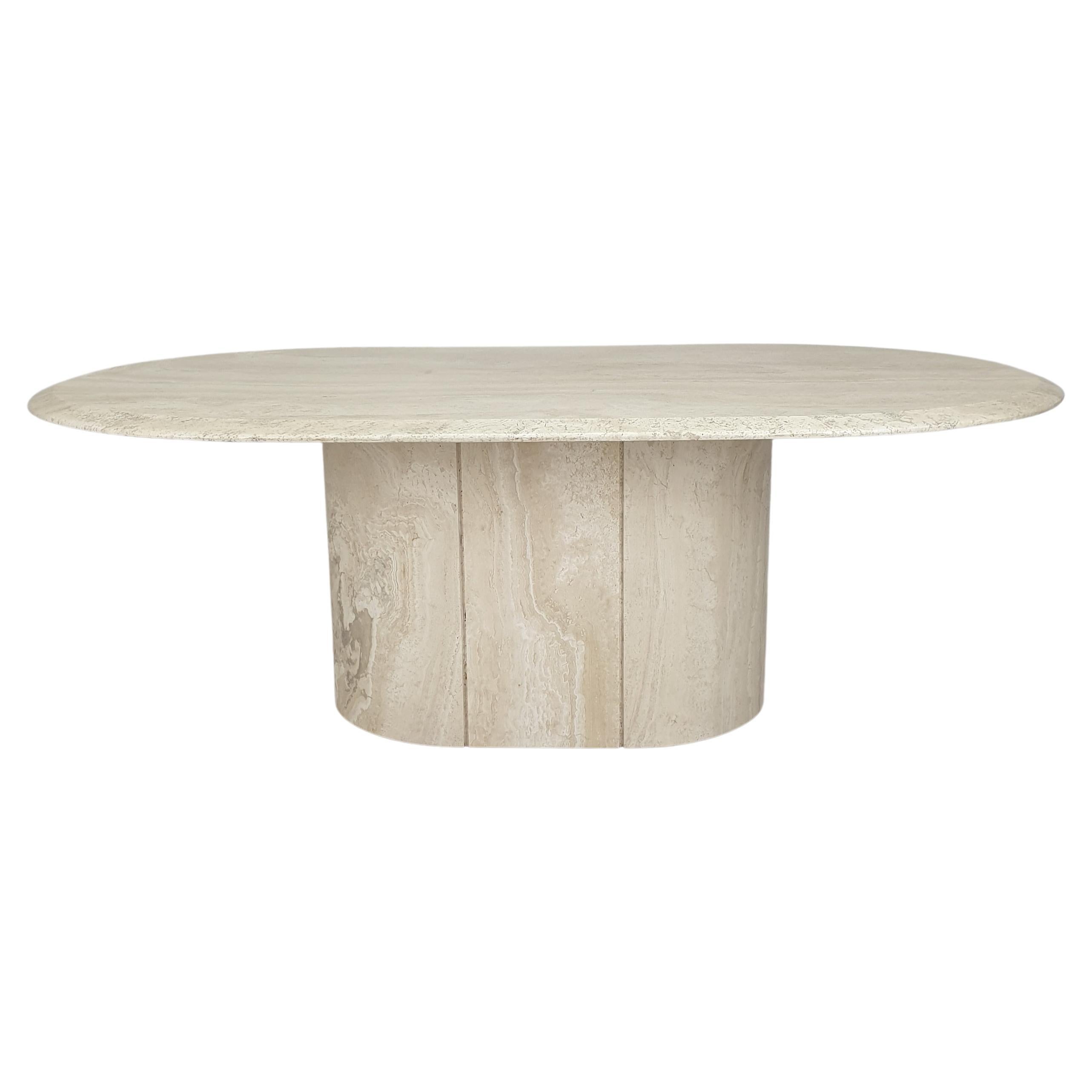 Italian Oval Travertine Coffee Table, 1984