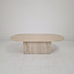 Italian Oval Travertine Coffee Table – Natural Elegance with Sculptural Style