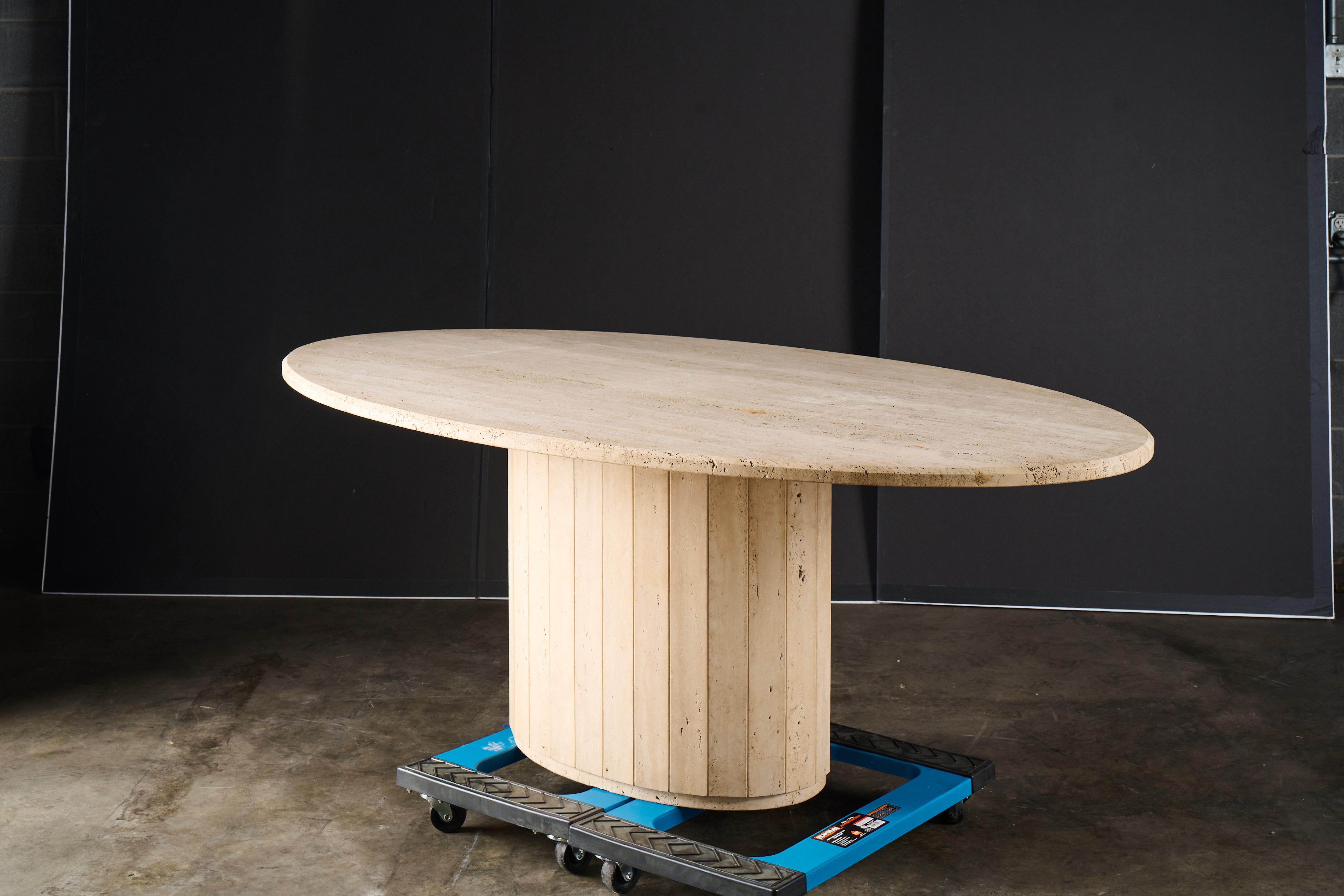 European Italian Oval Travertine Dining Table For Sale
