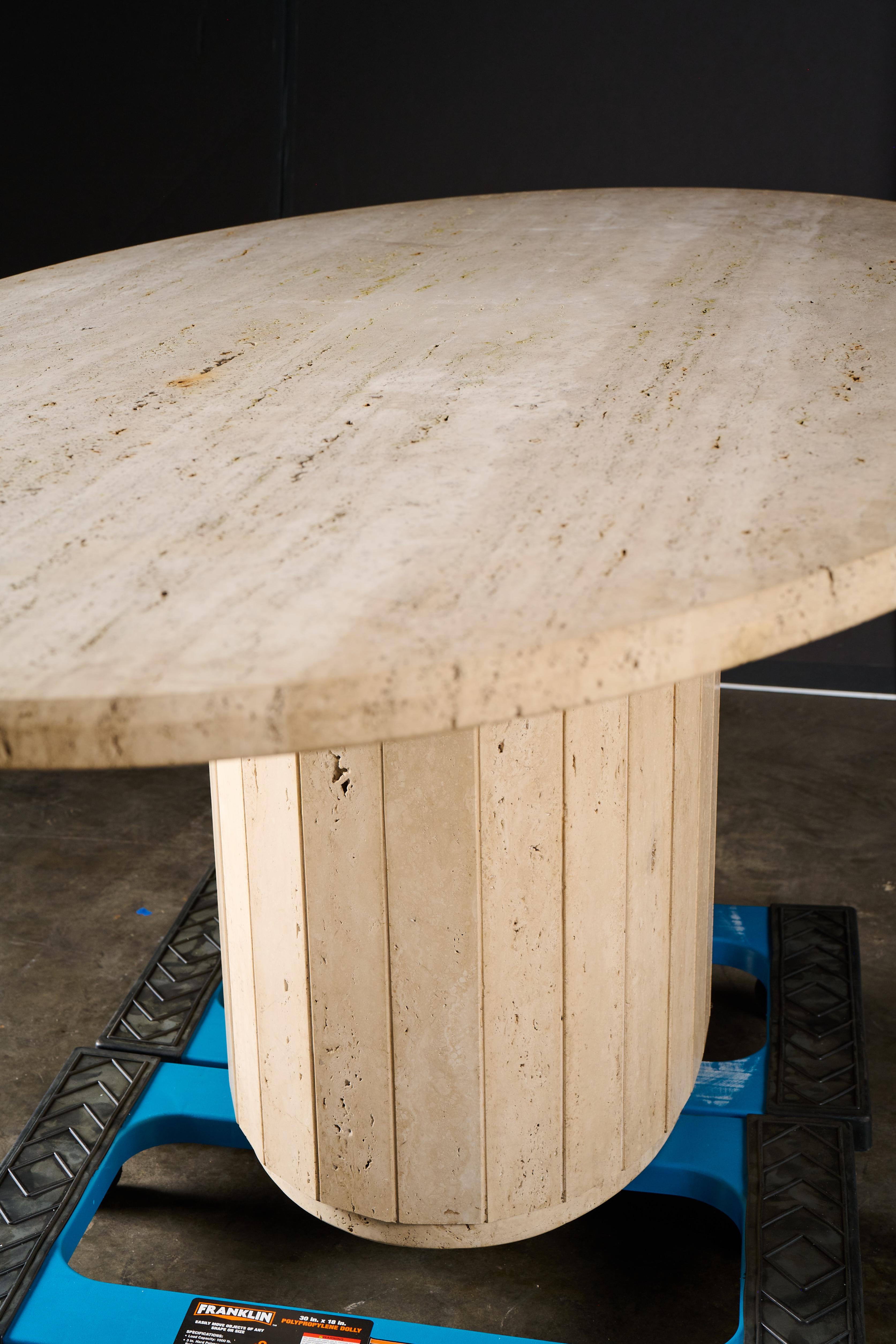 Italian Oval Travertine Dining Table For Sale 1