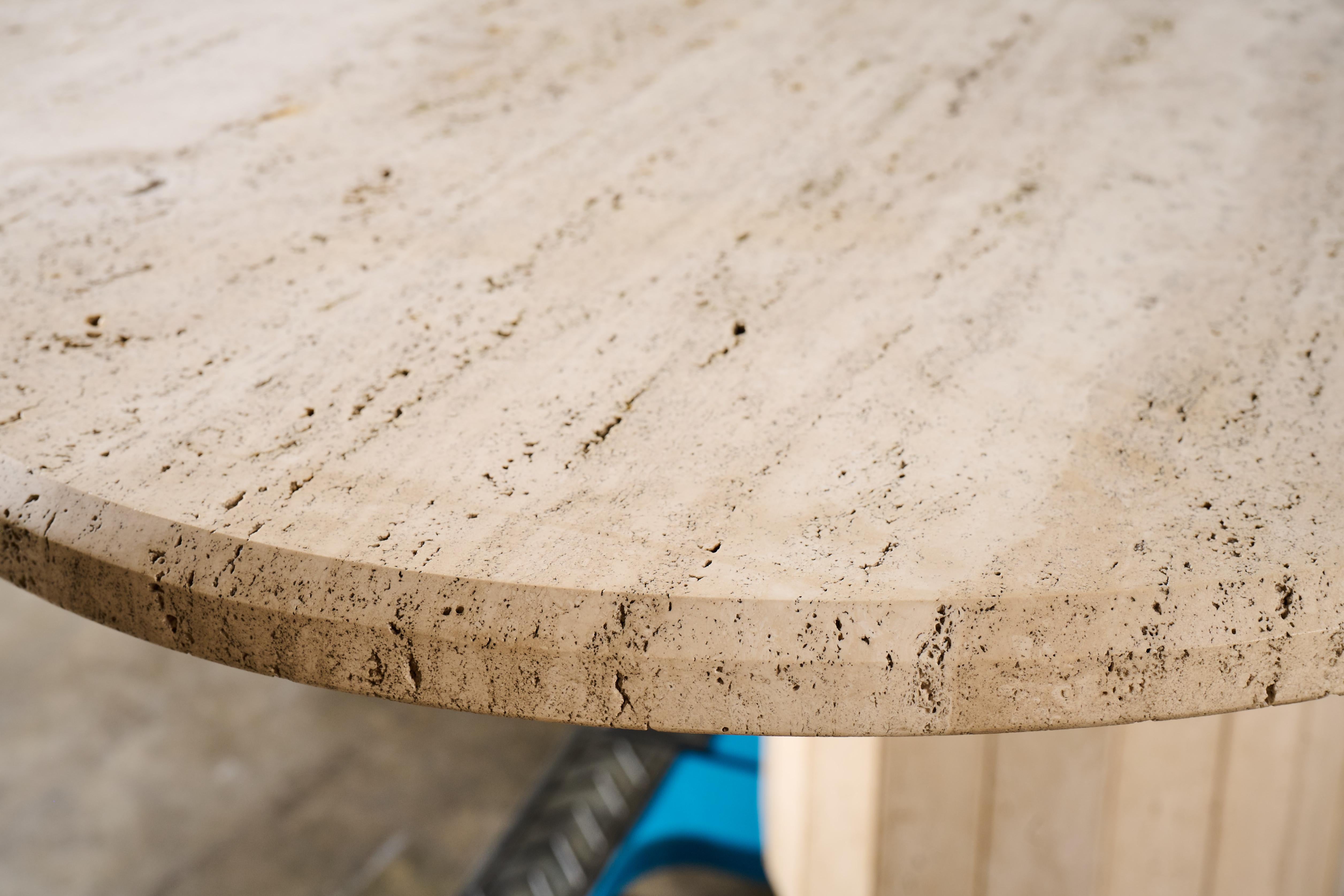 Italian Oval Travertine Dining Table For Sale 2