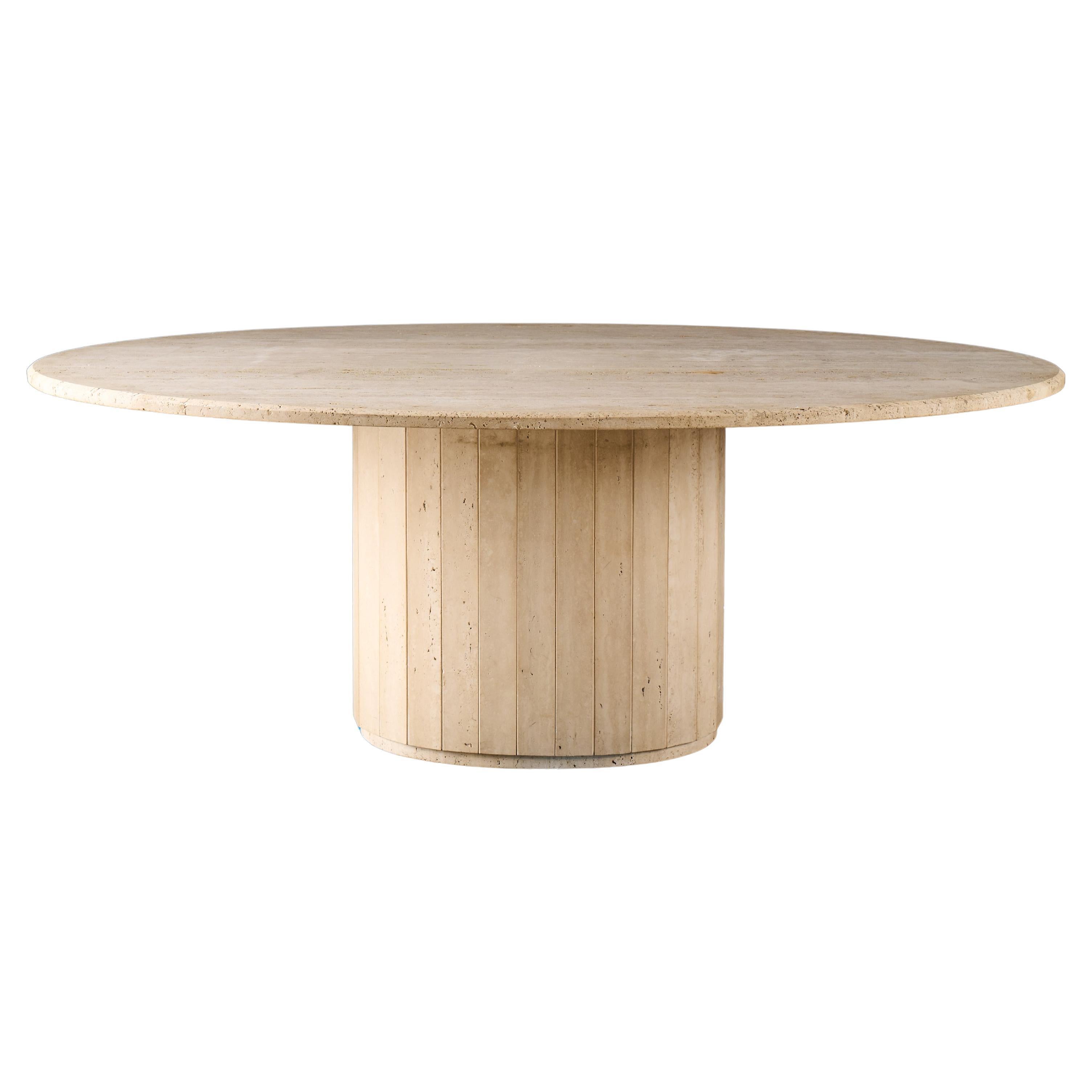 Italian Oval Travertine Dining Table For Sale