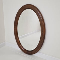 Italian Oval Wall Mirror in Wood, 1960s