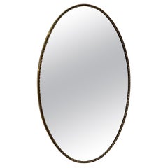 Italian Oval Wall Mirror with Brass , 1950s