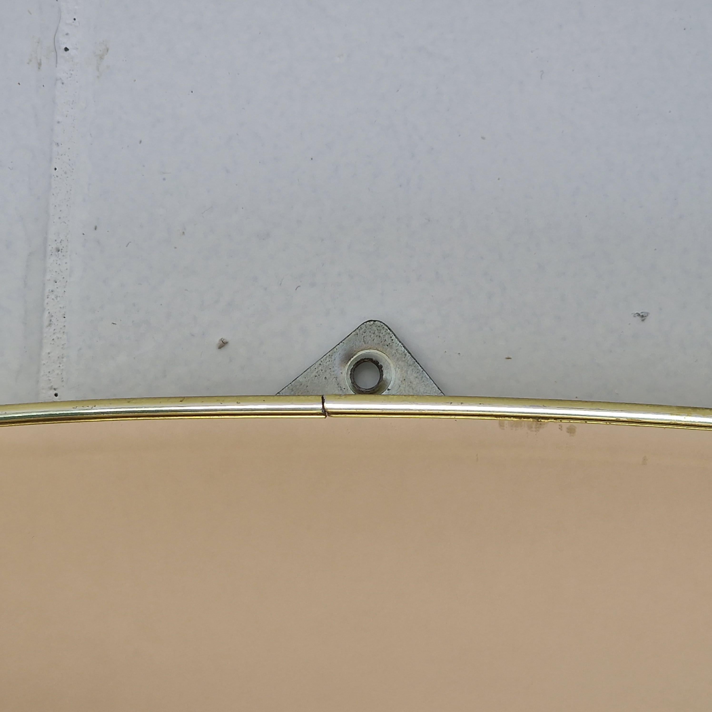 Italian Oval Wall Mirror with Smoked facet Cut Glass and Brass Frame, 1970s For Sale 4