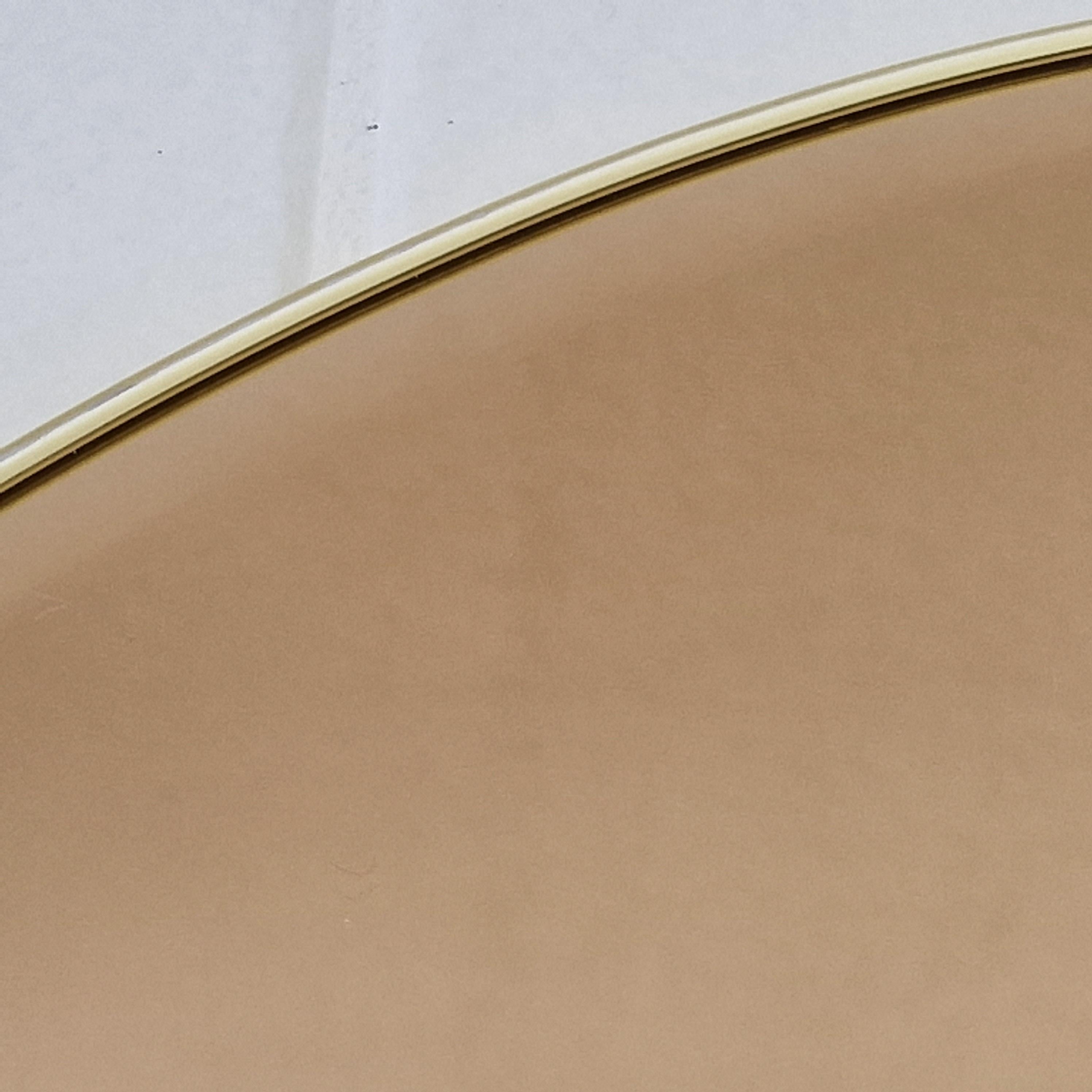 Italian Oval Wall Mirror with Smoked facet Cut Glass and Brass Frame, 1970s For Sale 3