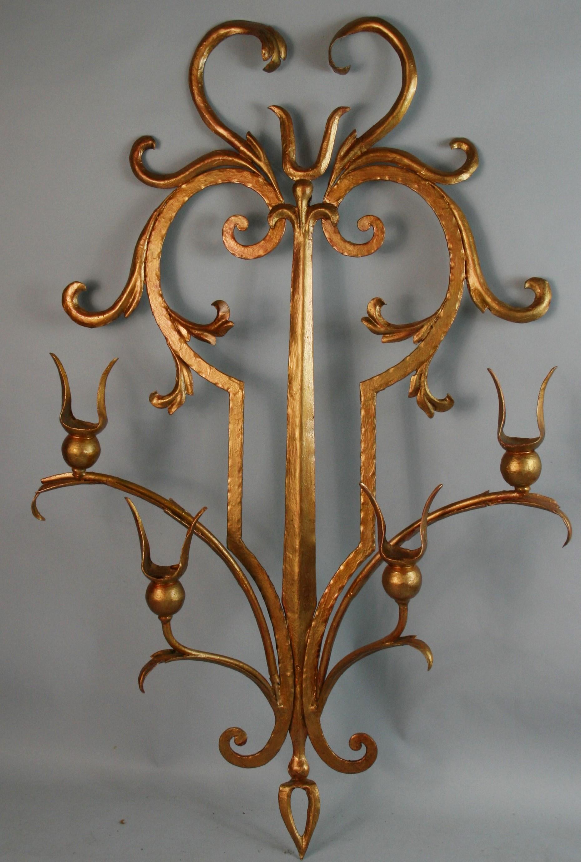 1481 Italian Hand made gilt iron candle sconce