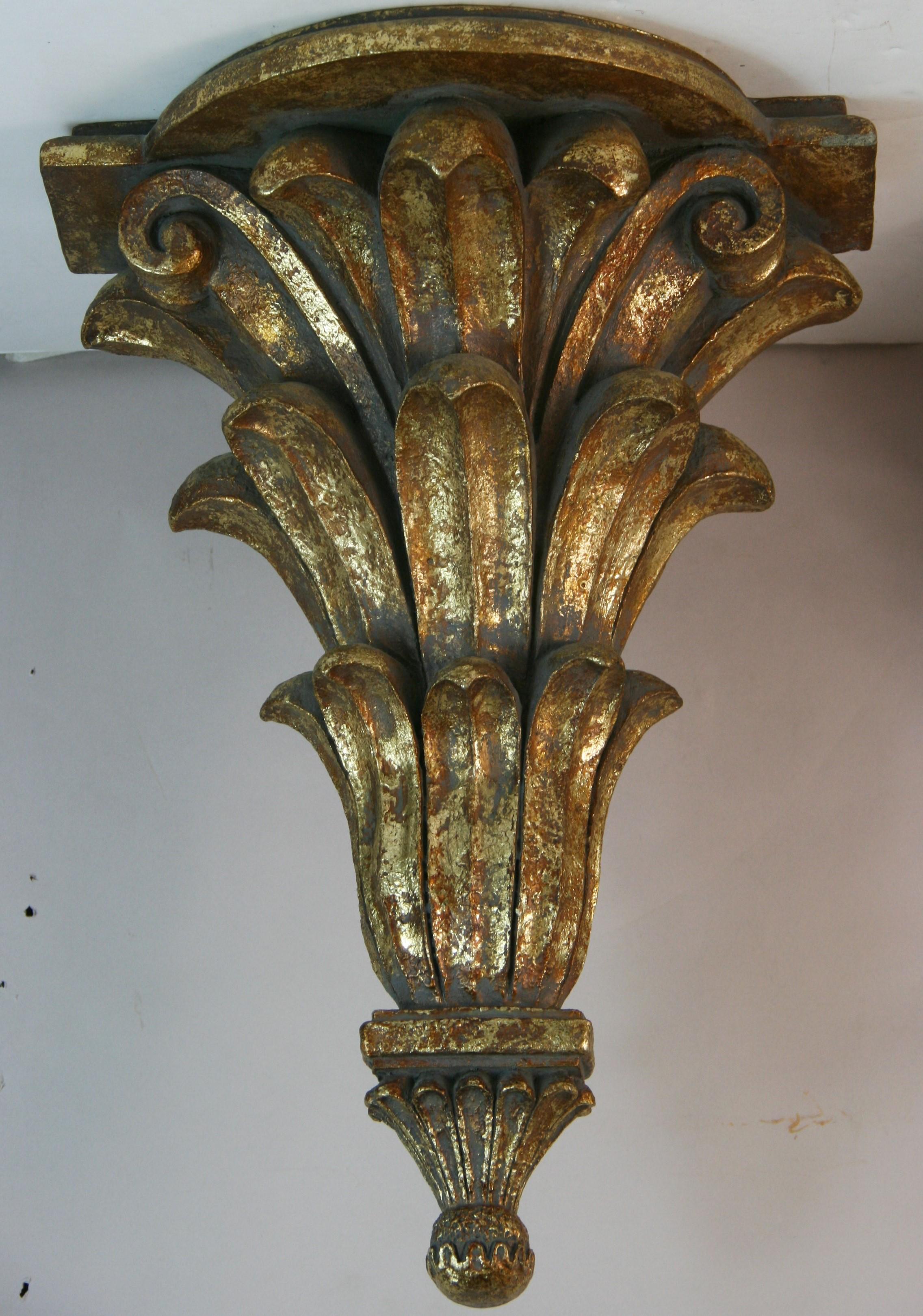1838 Pair Oversized Italian gilt wall shelves/brackets