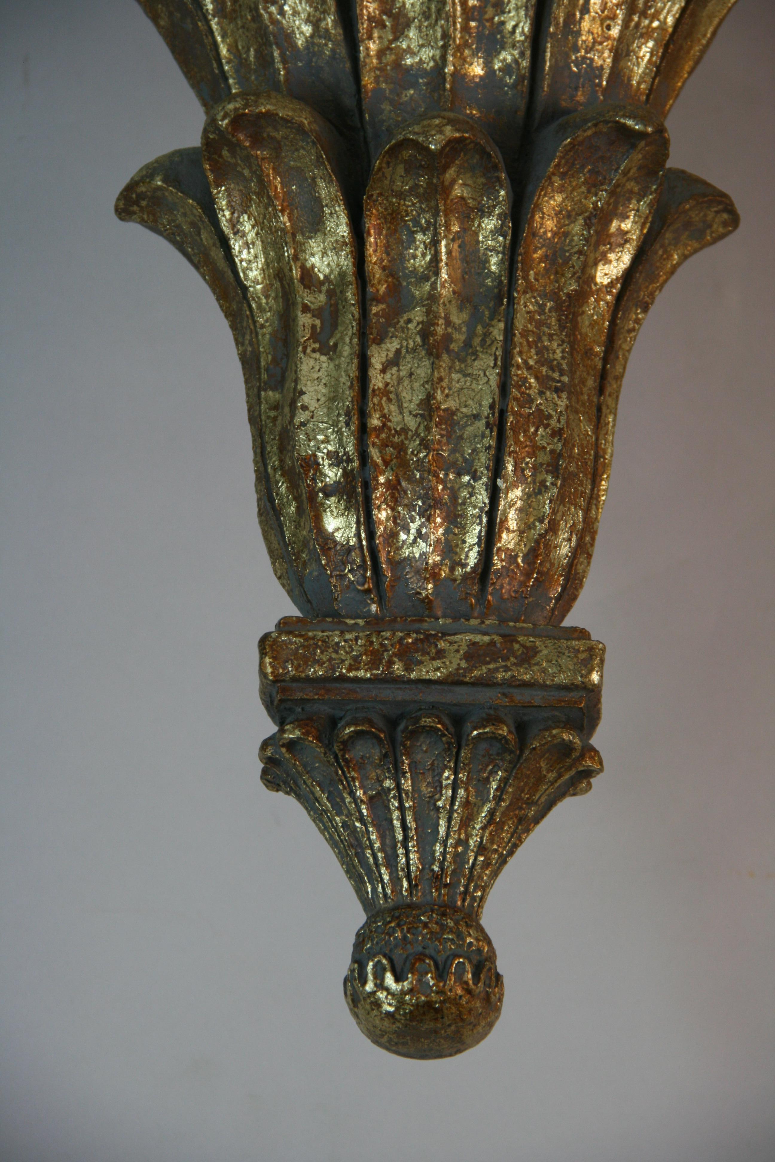 Italian Oversized Gilt Wall Brackets/Shelves a Pair In Good Condition For Sale In Douglas Manor, NY